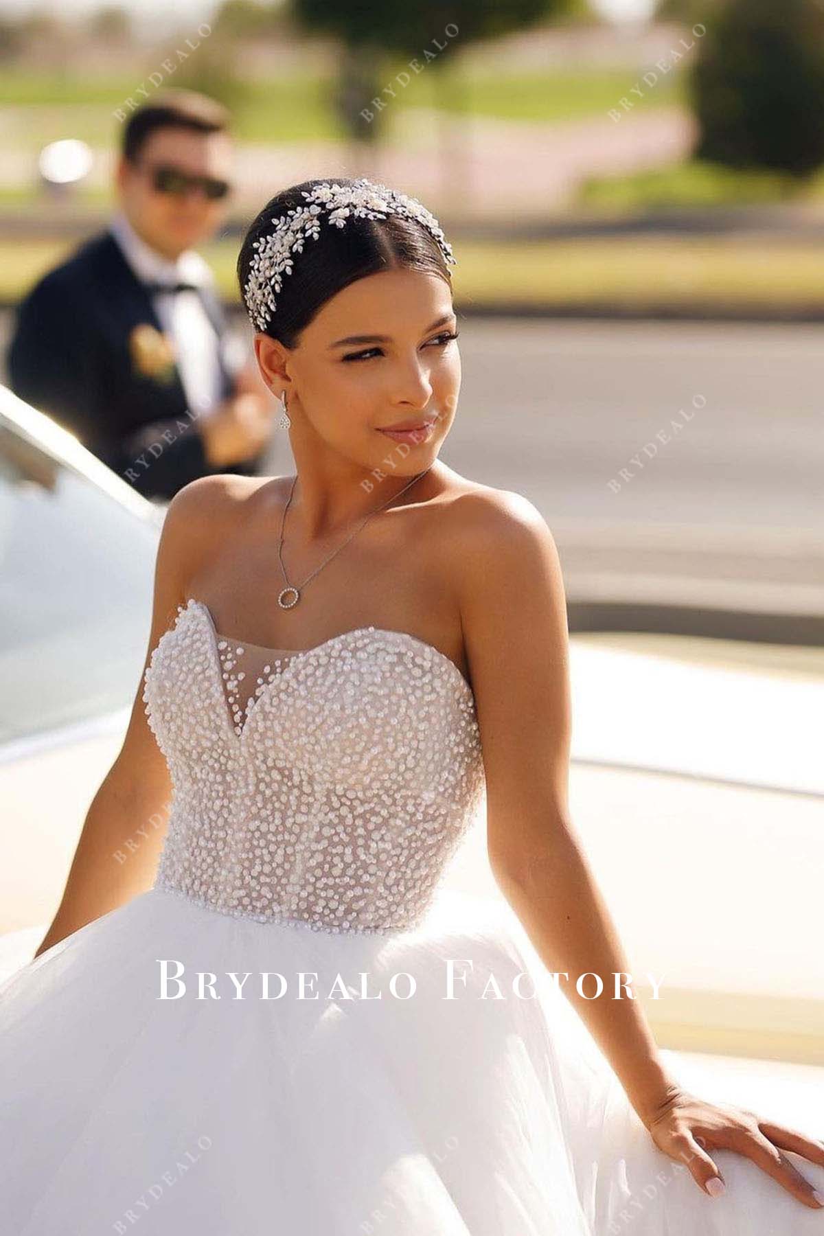 strapless visible boning bridal dress