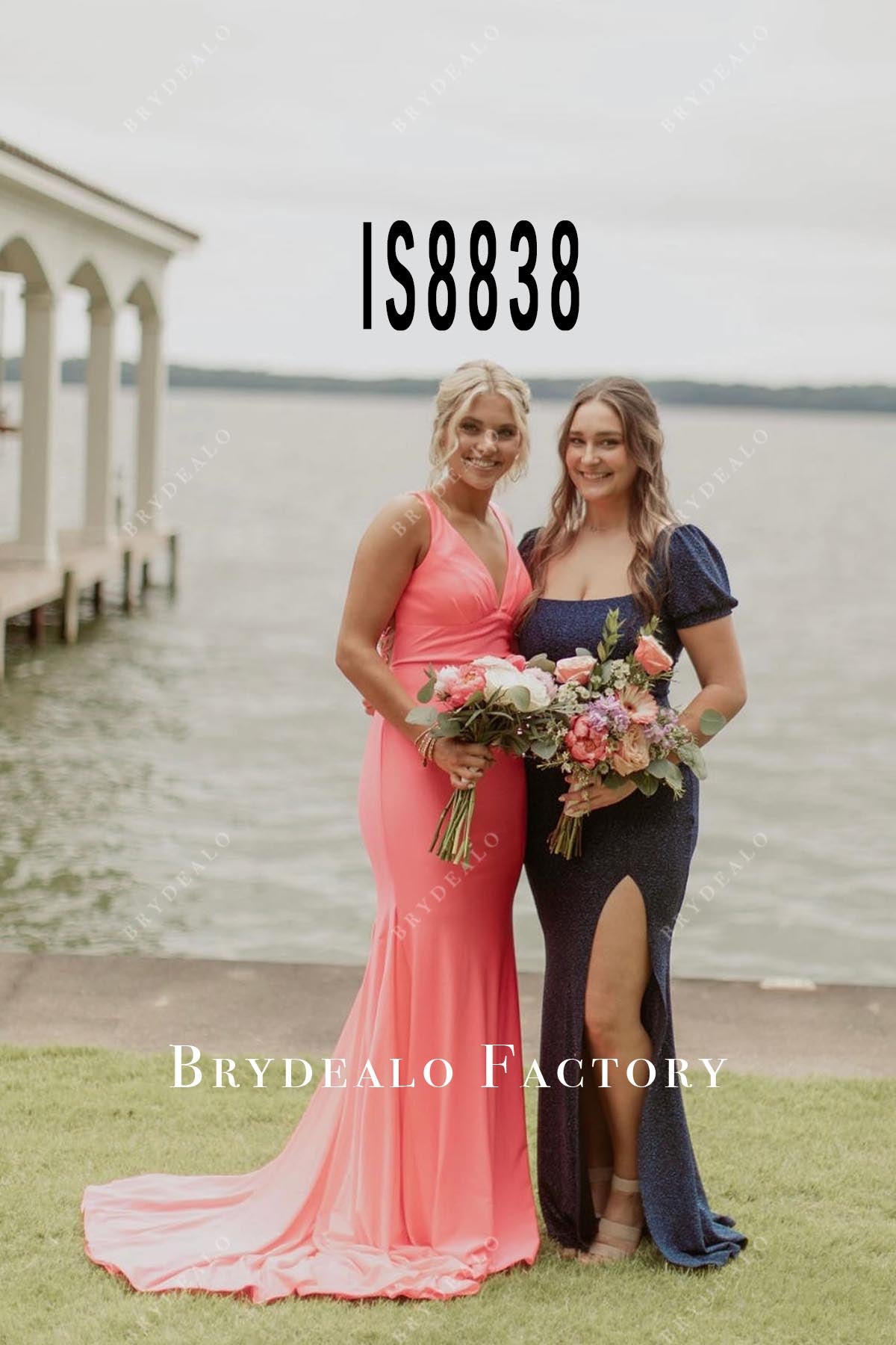 watermelon court train prom dress