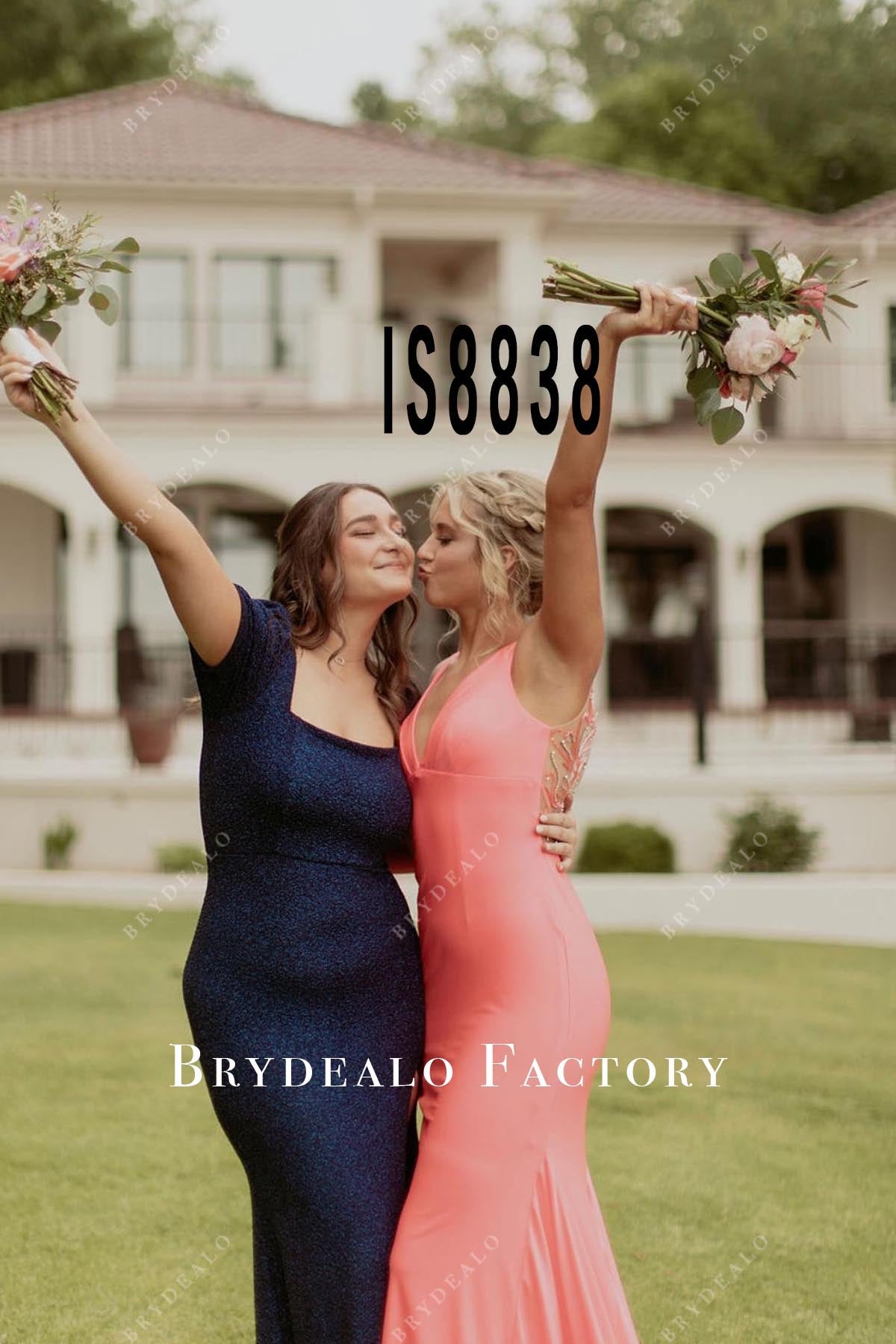 watermelon v neck prom dress