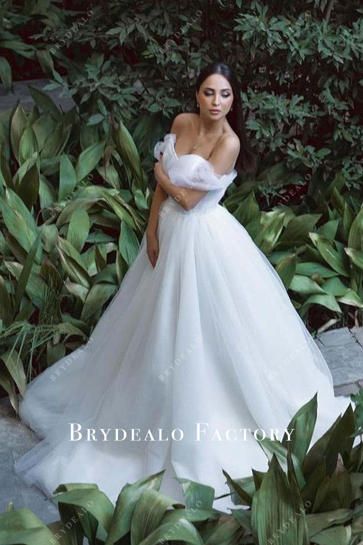 white tulle a-line wedding dress