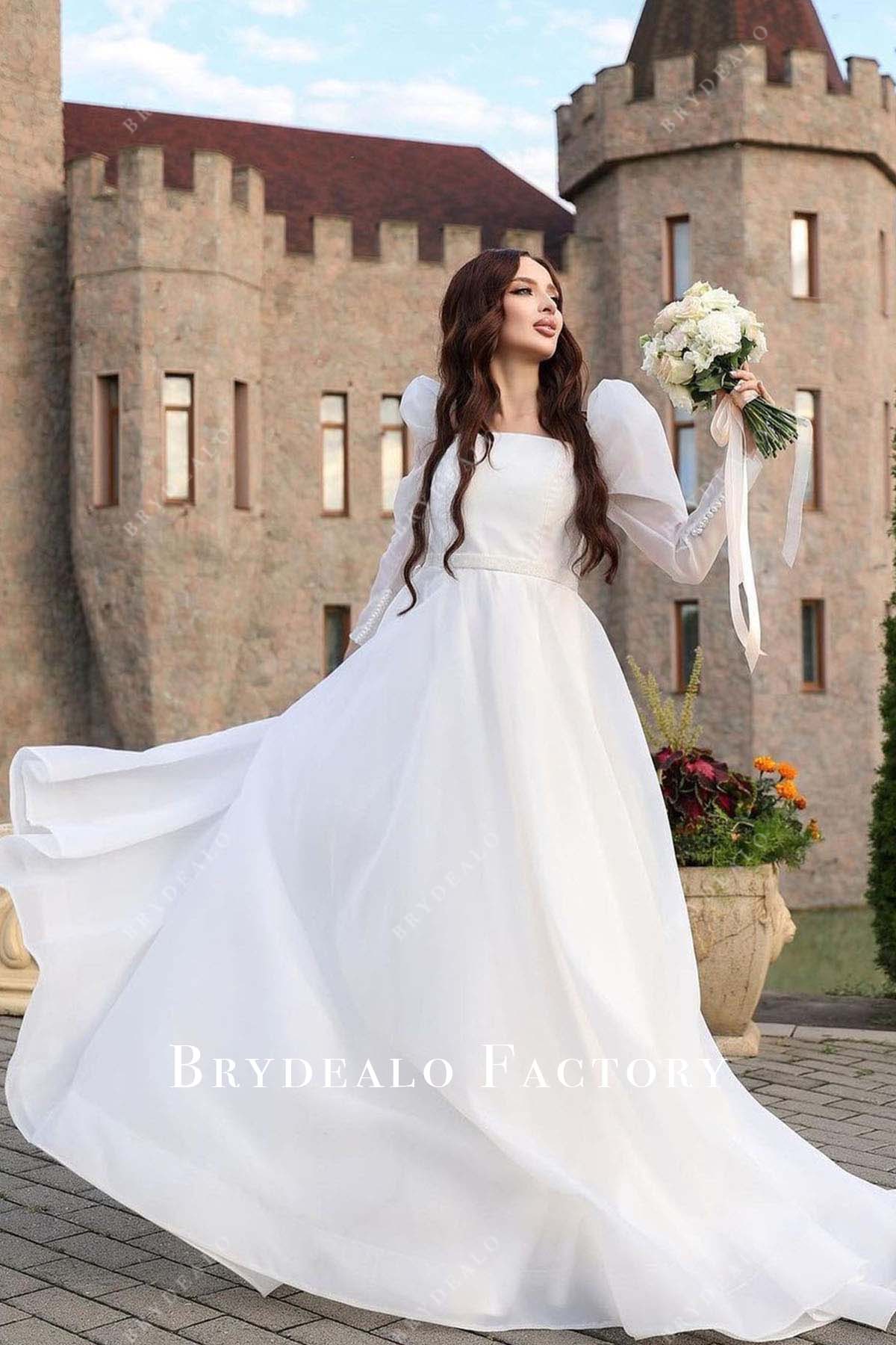 white a line wedding dress