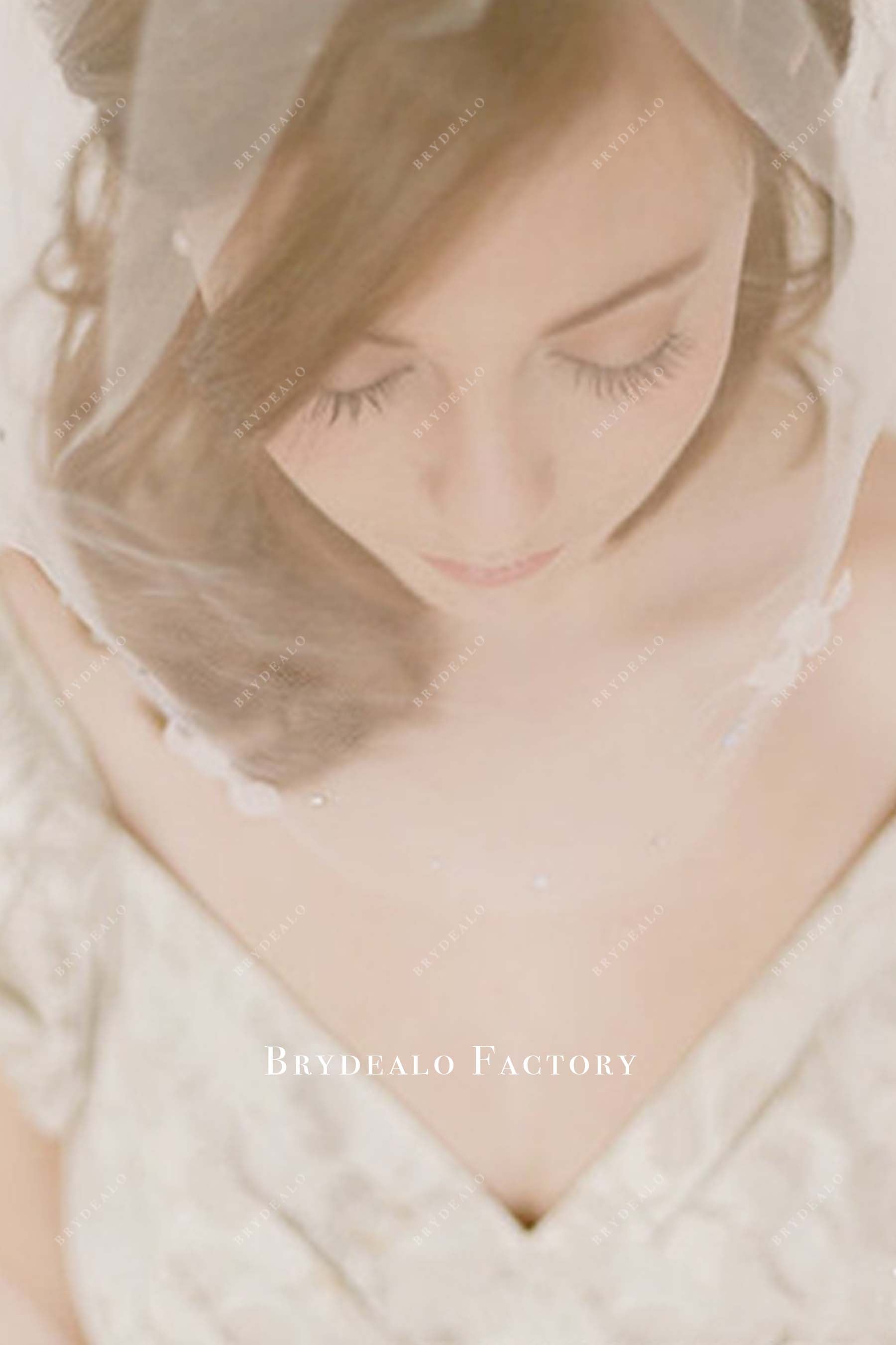 white classic bridal veil