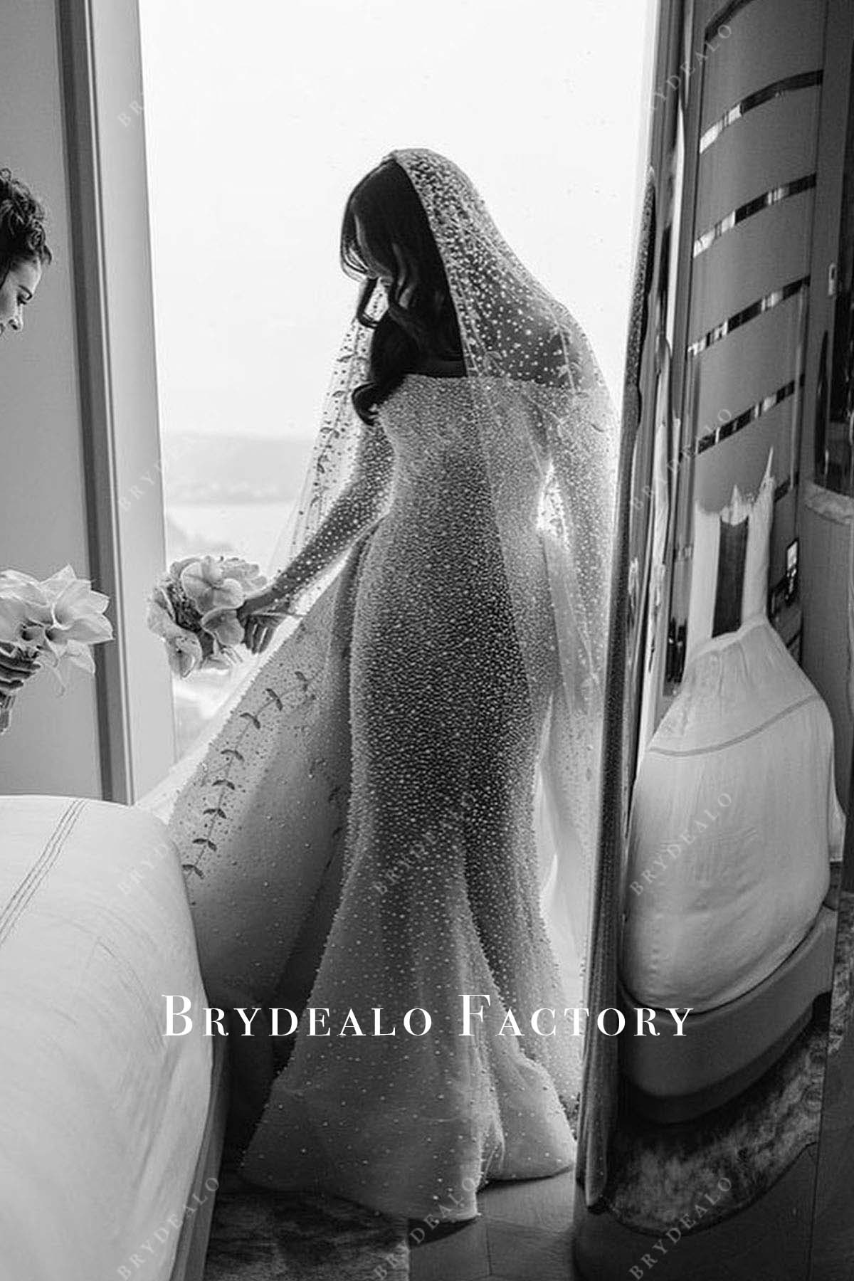 white horsehair bridal dress