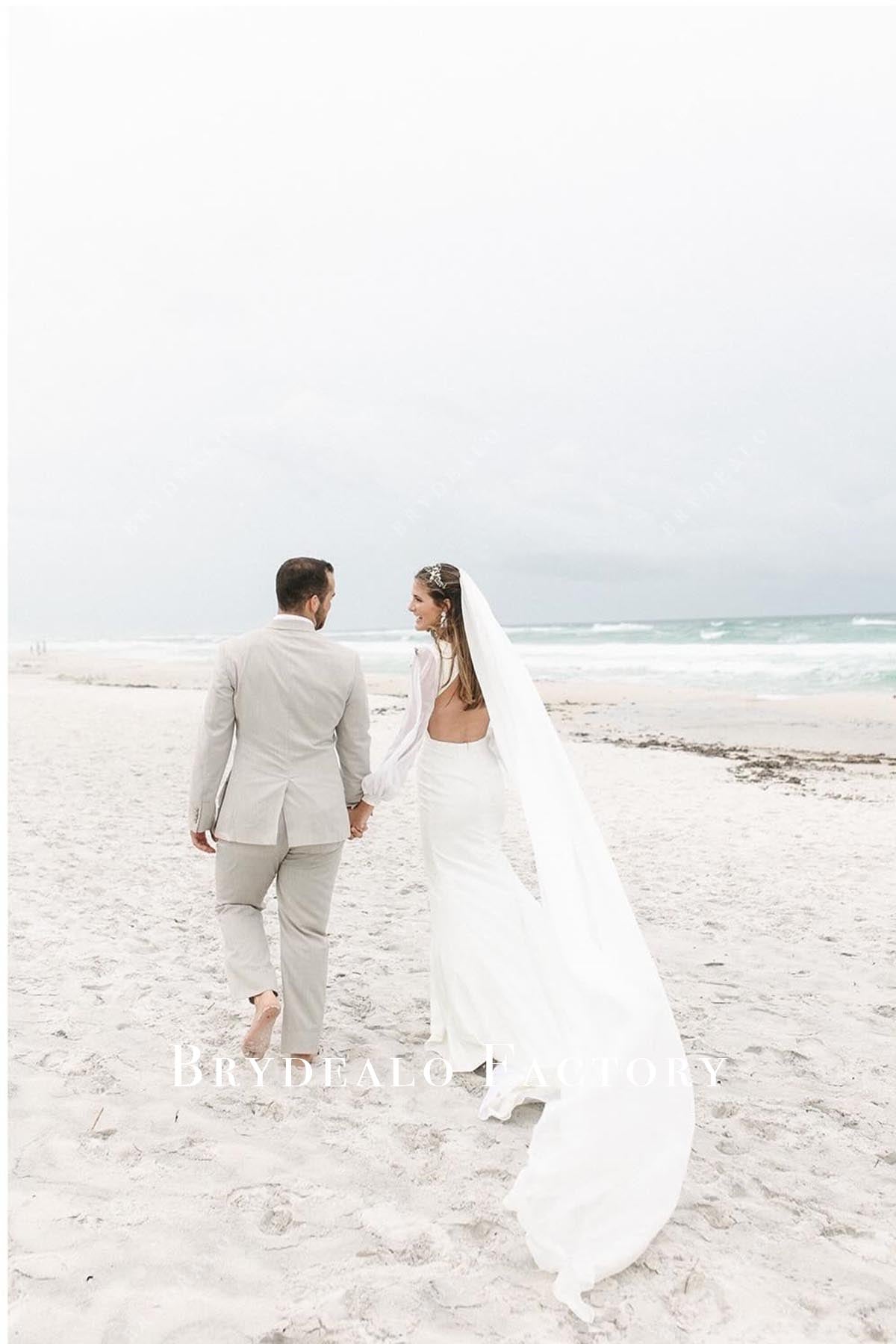 white keyhole back wedding dress