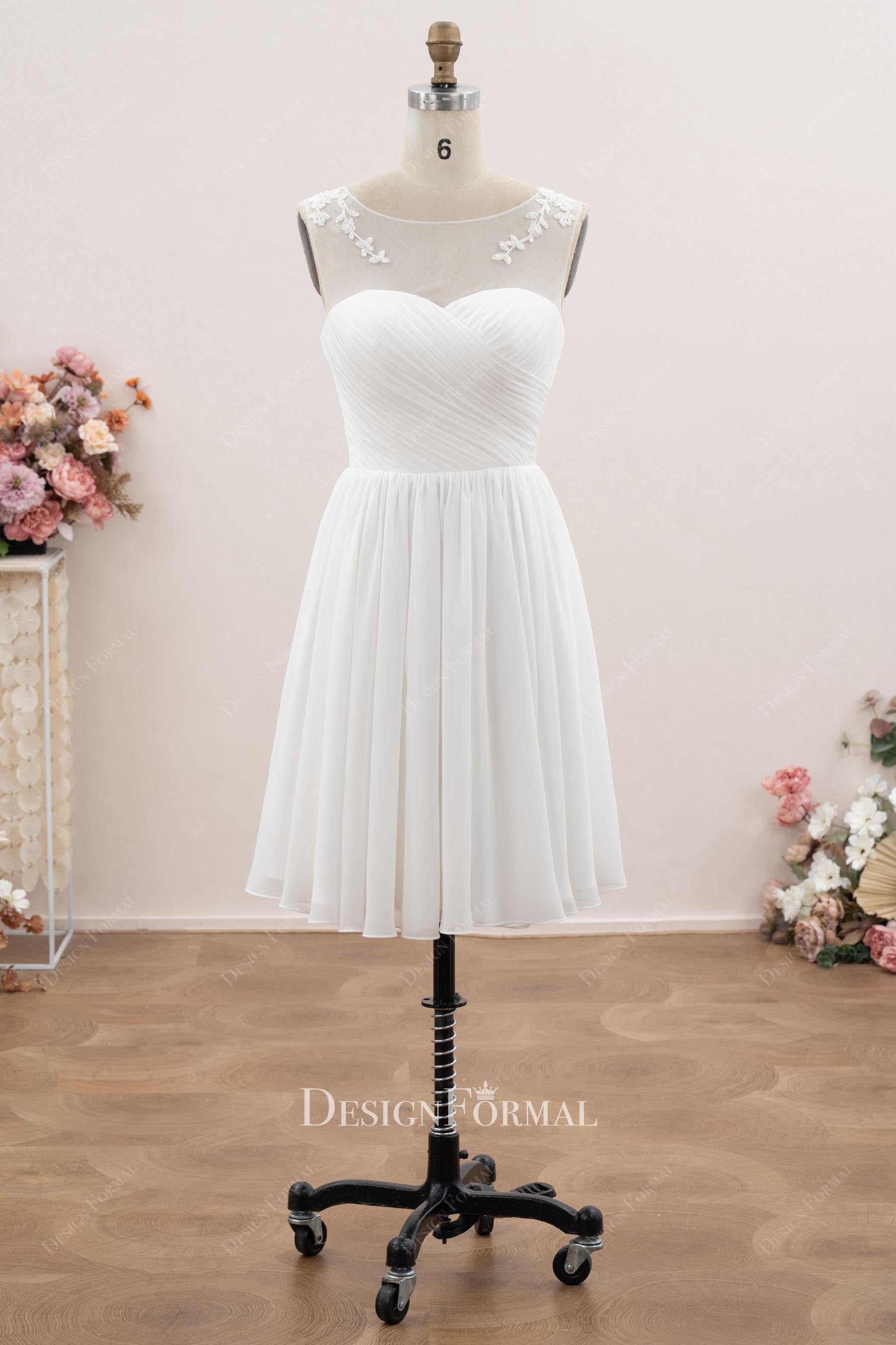 white lace chiffon wedding dress