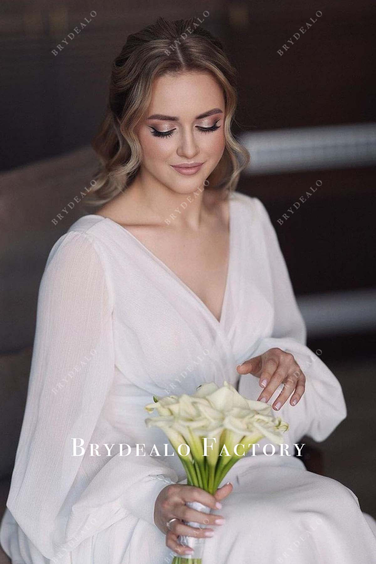 white long sleeves wedding dress