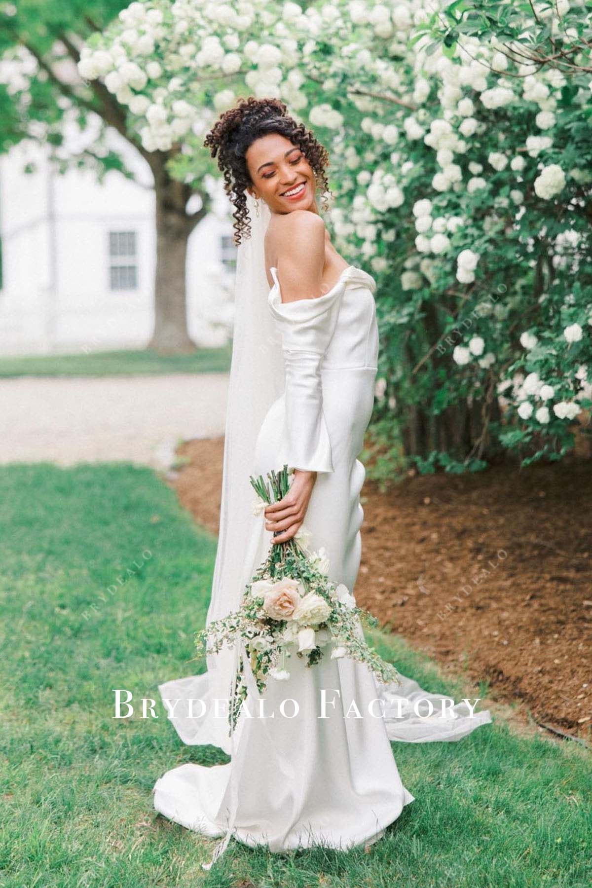 white off shoulder mermaid wedding dress