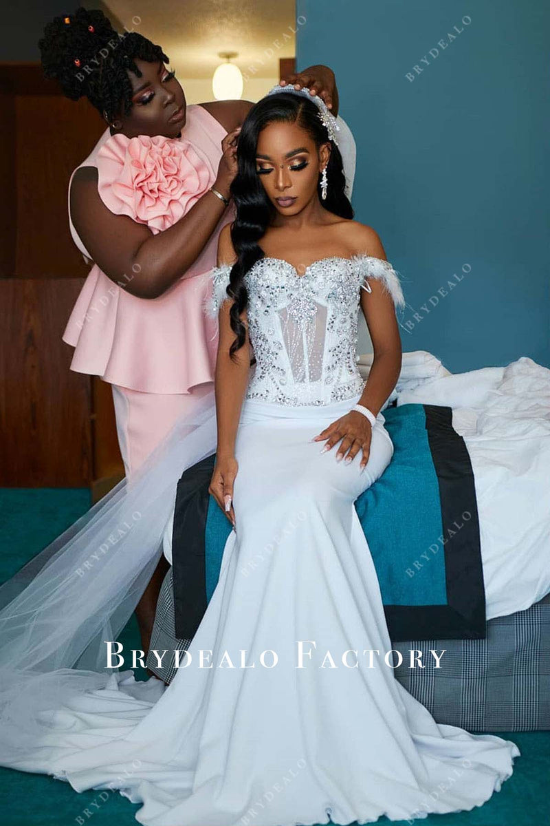 Off The Shoulder Mermaid Wedding Dress Sweetheart Neckline Bridal