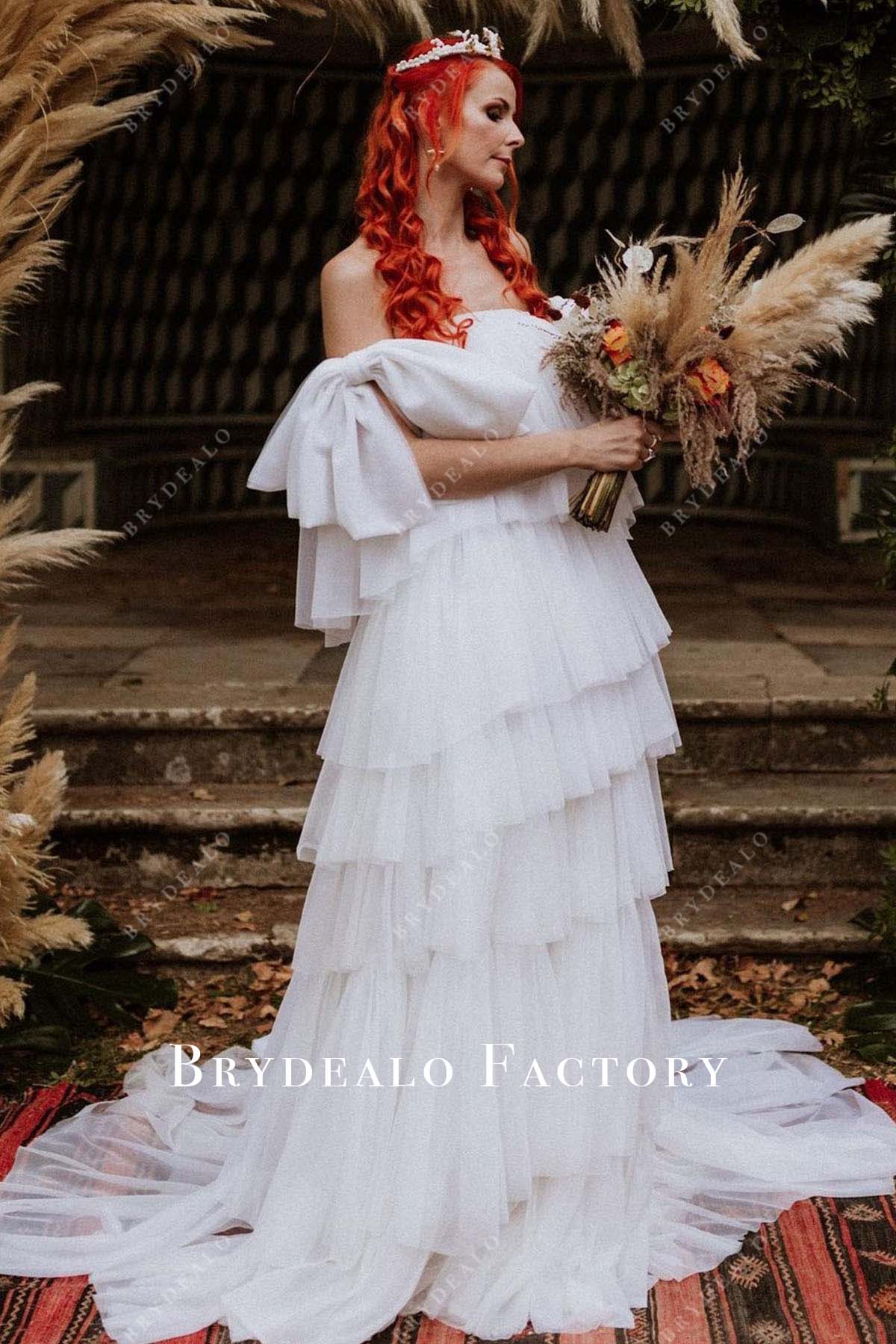 white off shoulder wedding dress 