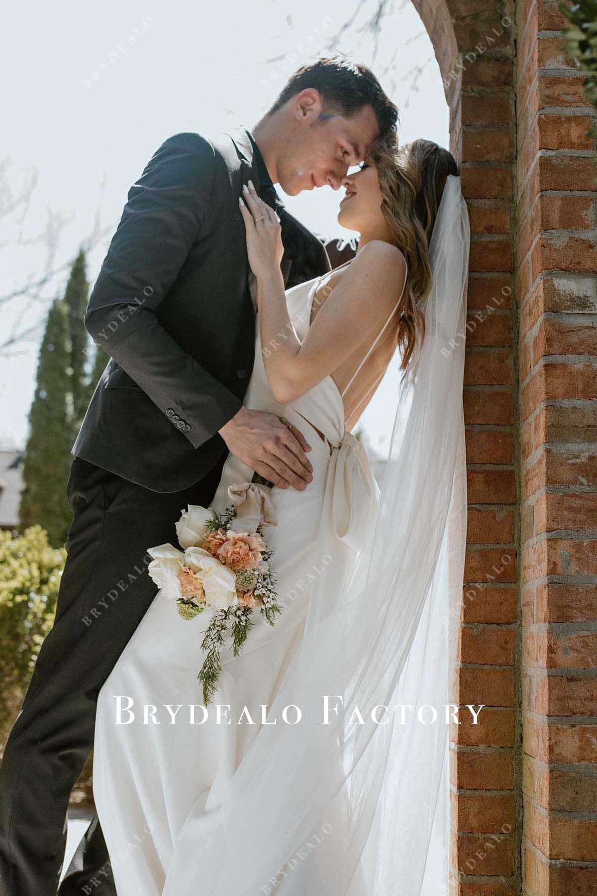 white open back mermaid wedding dress