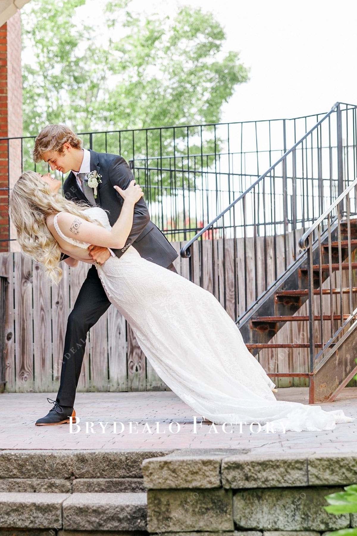 white open back mermaid wedding dress