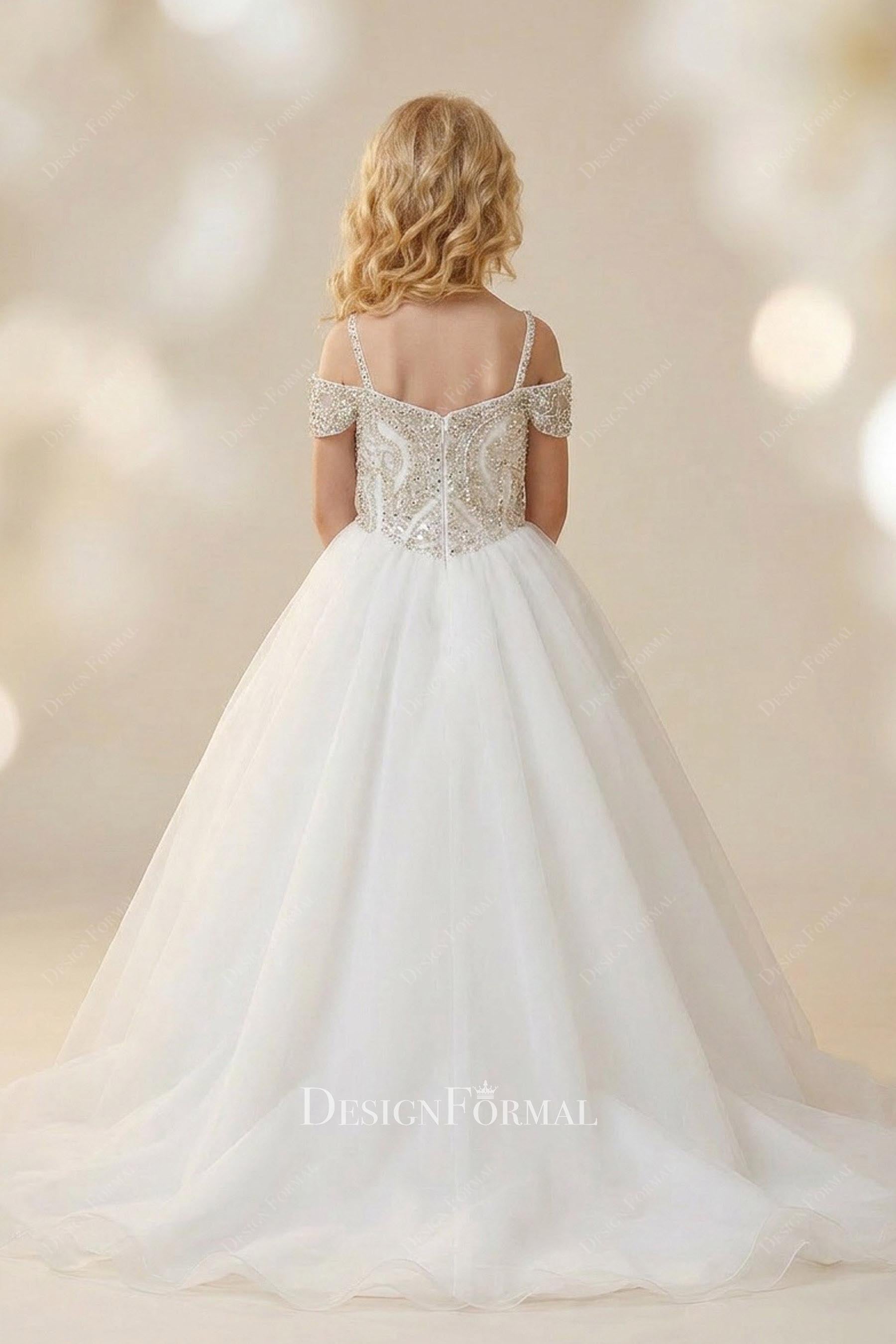 white organza ruffles a line pageant dress