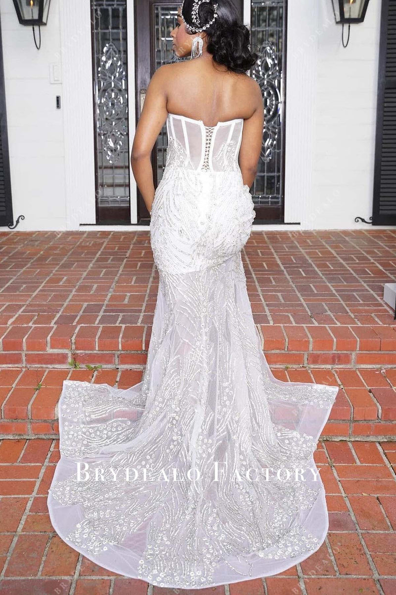 Strapless White and Black Ruched Mermaid Prom Dress main image 0