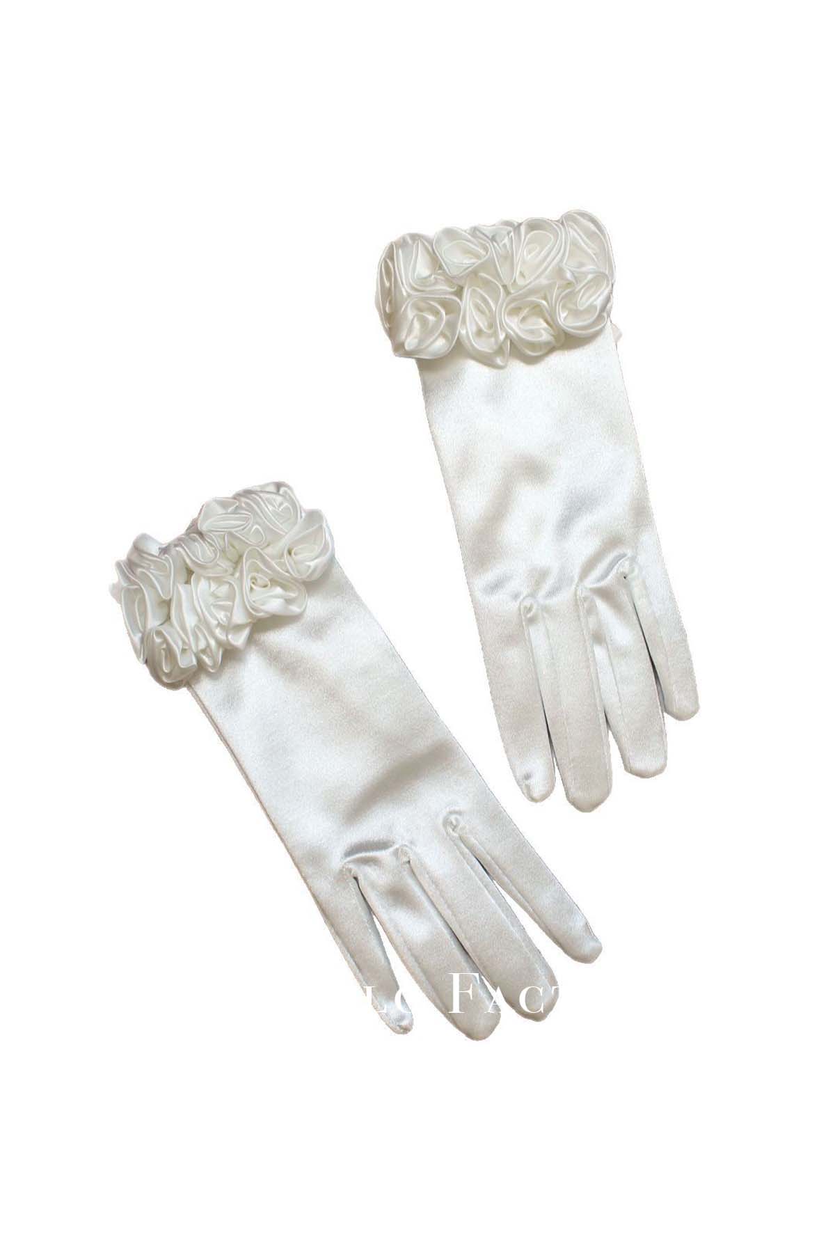 white satin bridal gloves