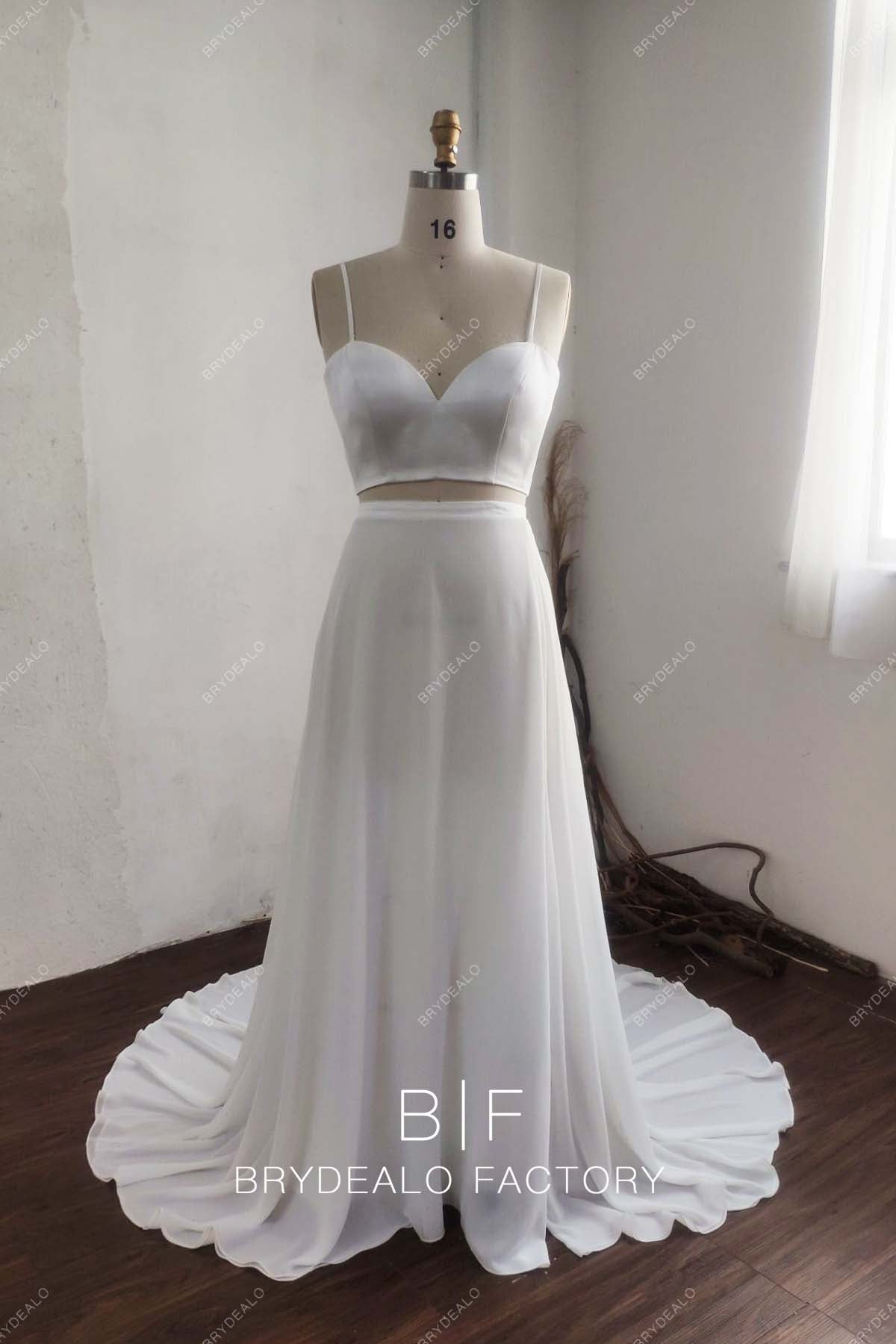 Simple Satin Chiffon Two-piece Bridal Dress