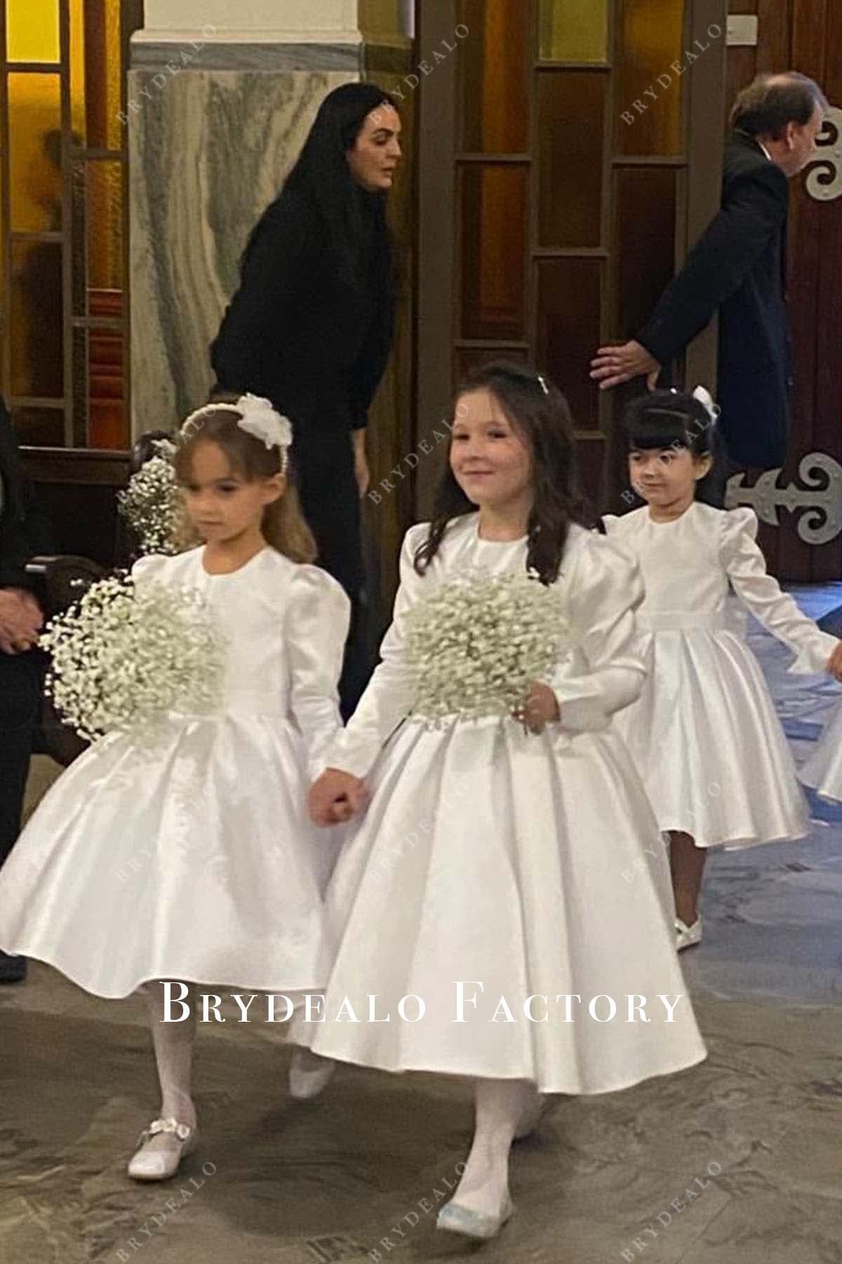 white satin flower girl dresses