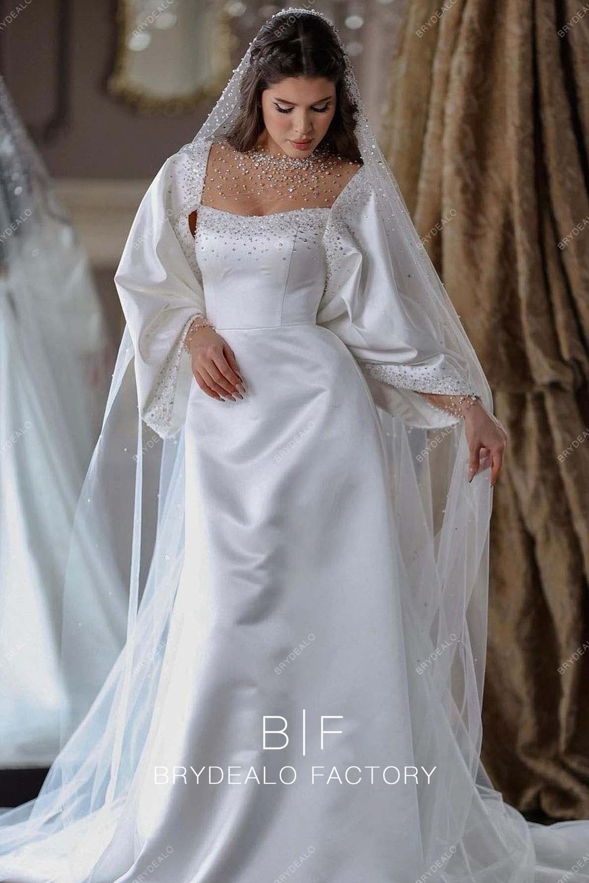 Plus Size Satin Custom A-line Wedding Dress