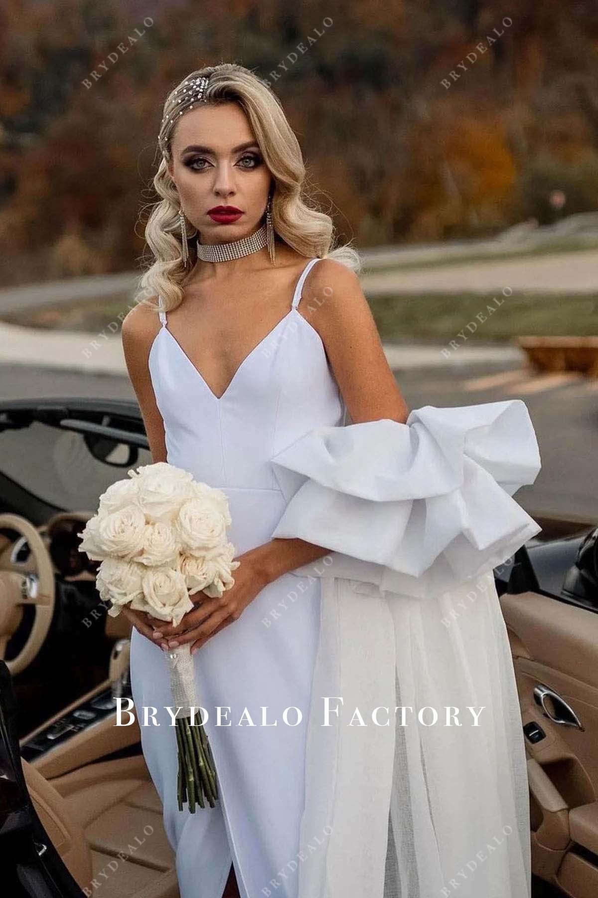 white sleeveless bridal dress