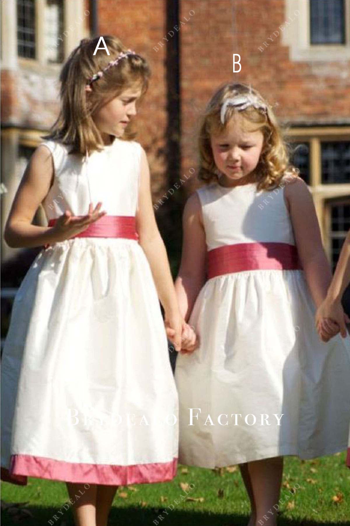 white sleeveless flower girl dresses