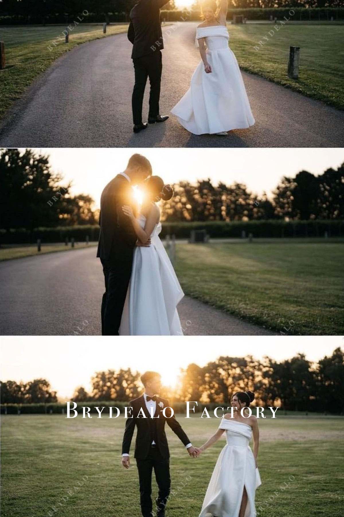 white slit wedding dress