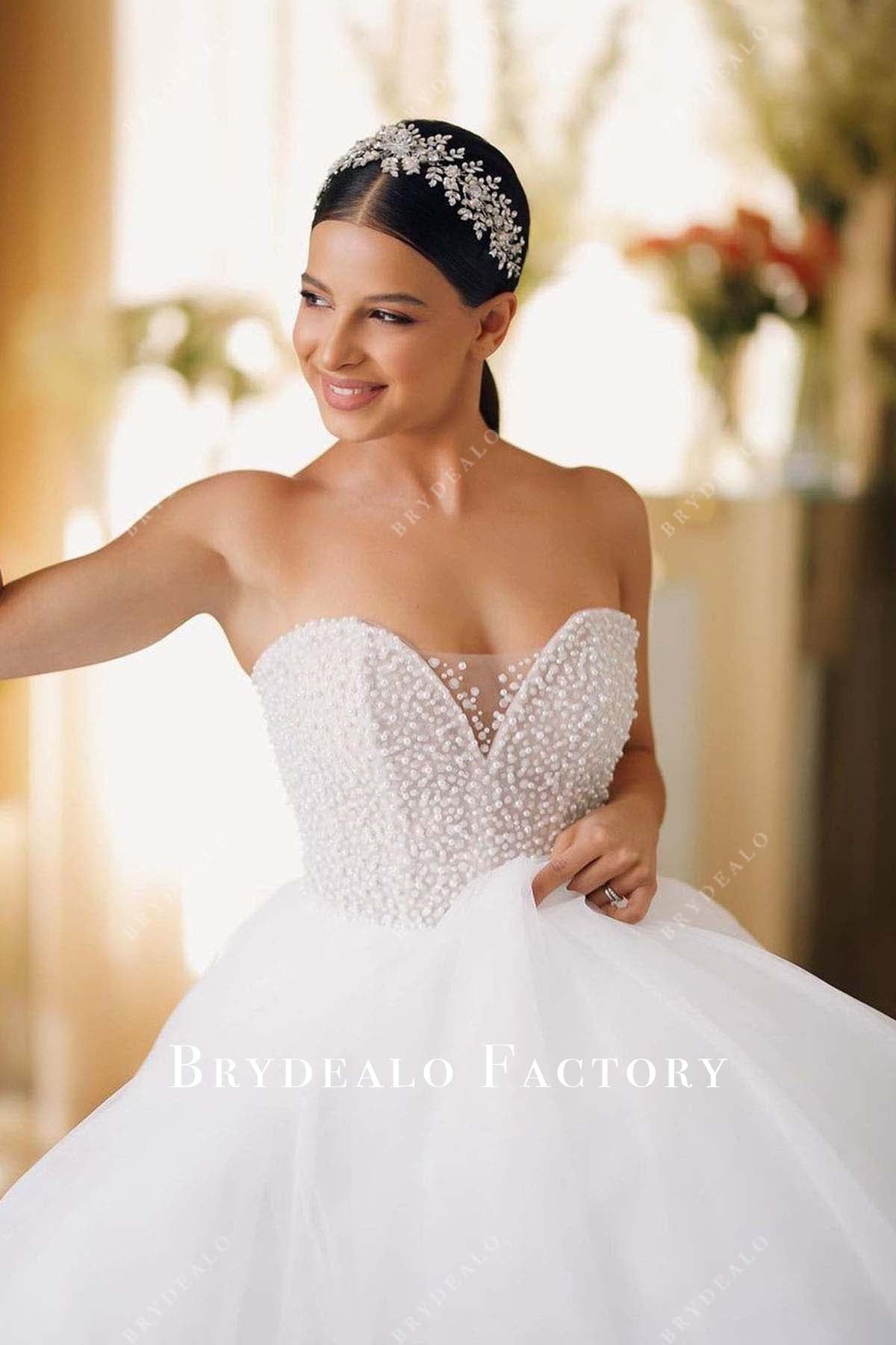 beaaded strapless wedding dress