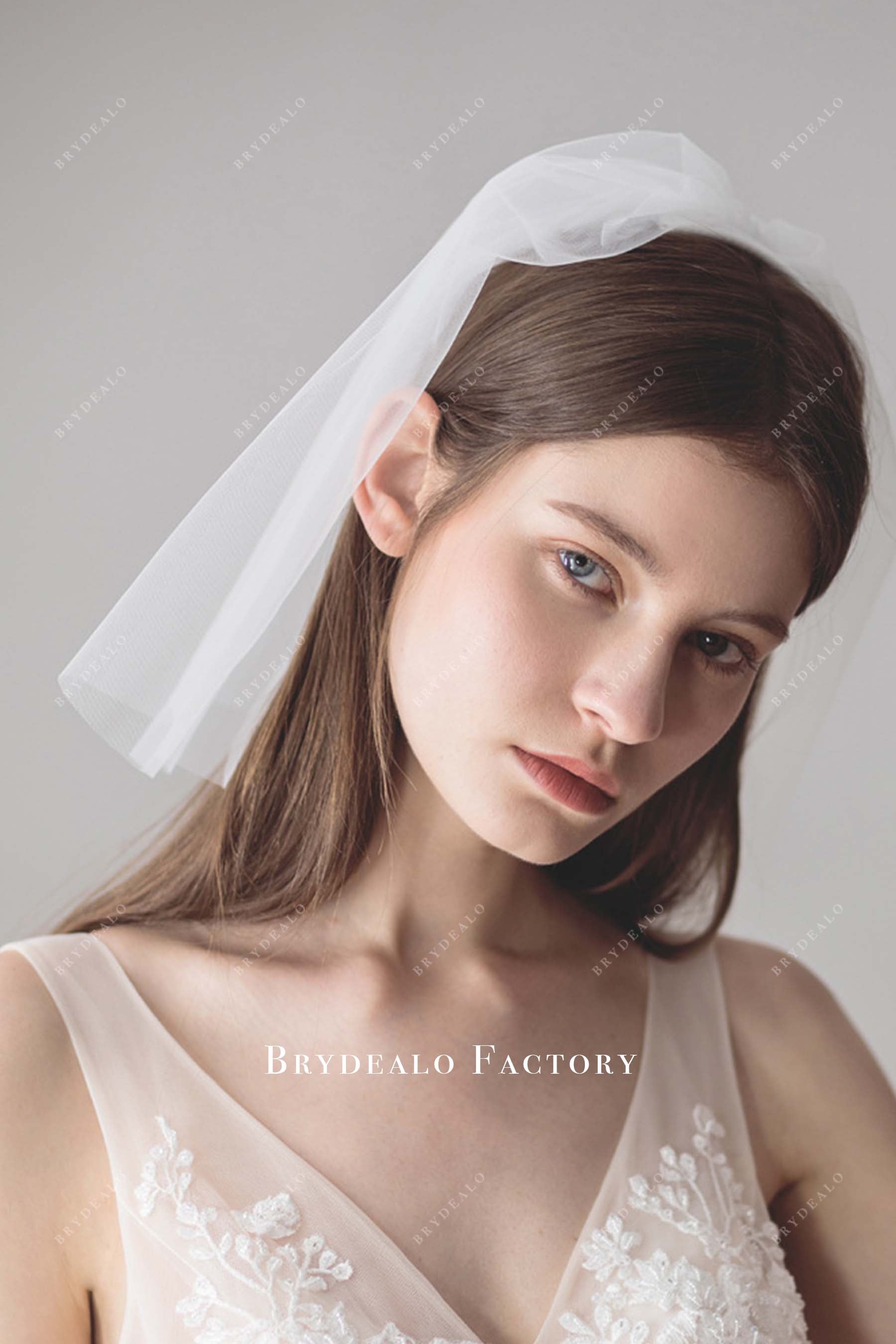 white tulle bridal veil