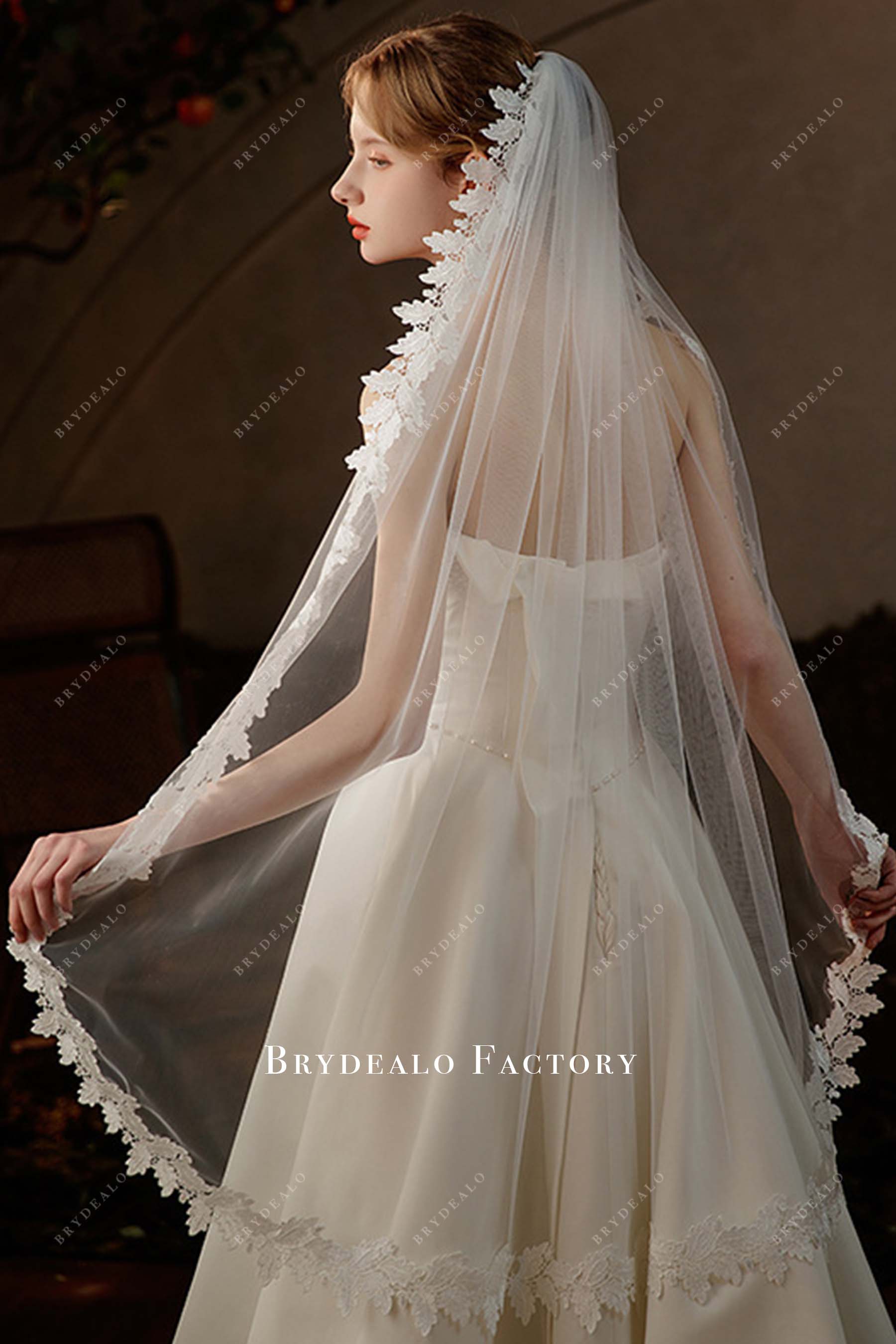 white tulle bridal veil 