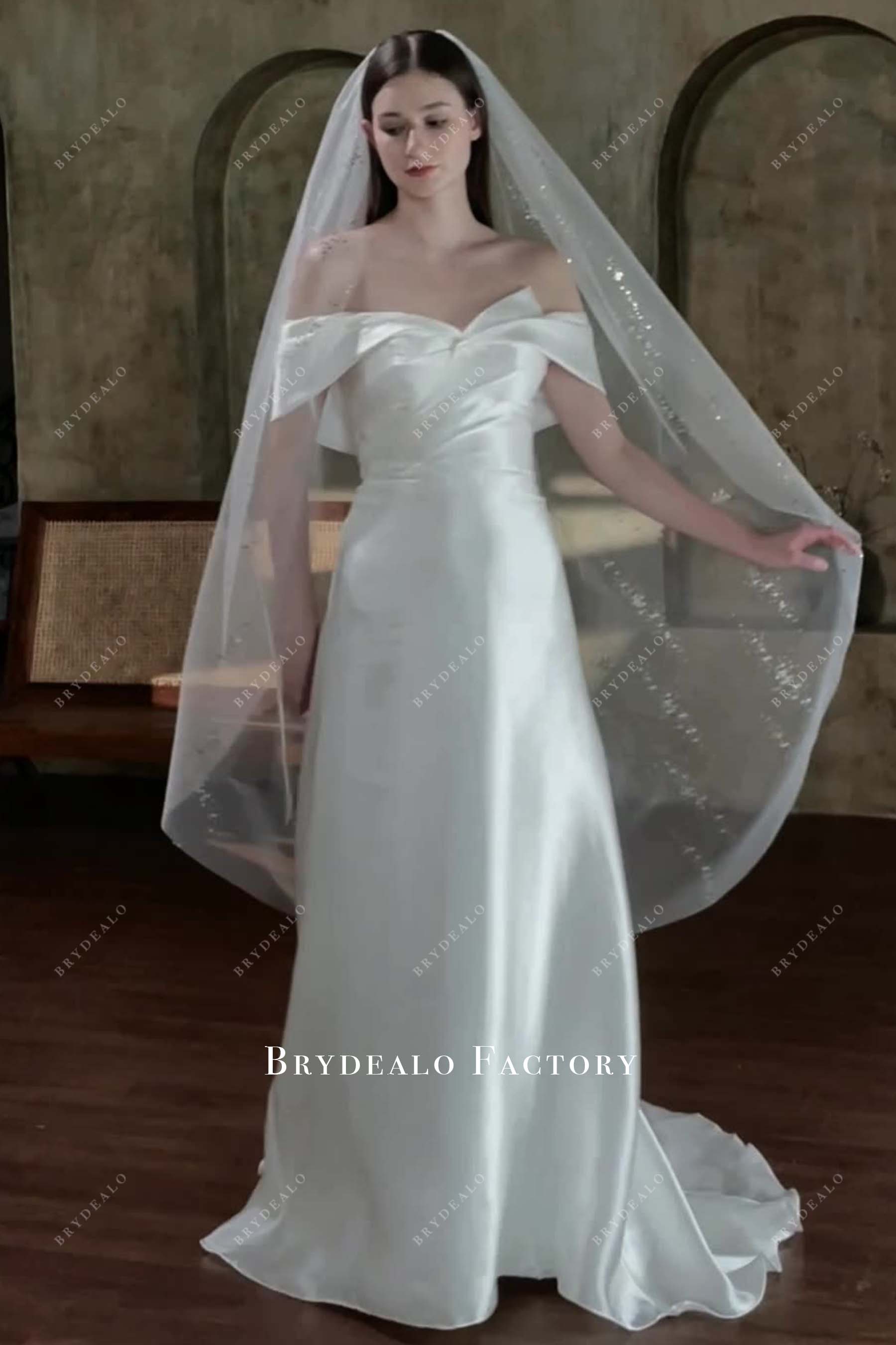 white tulle sequined bridal veil