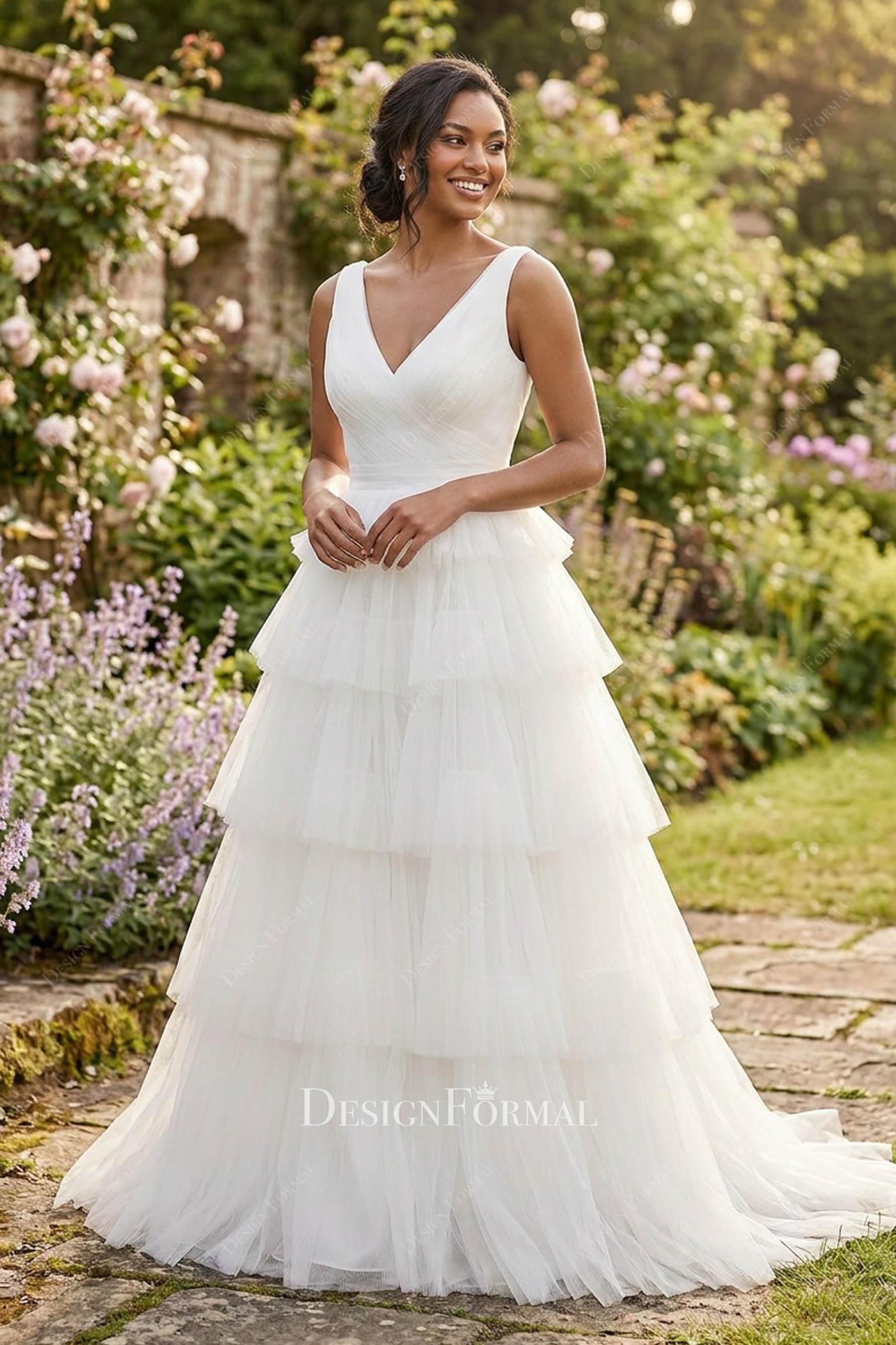 White tulle wedding dress