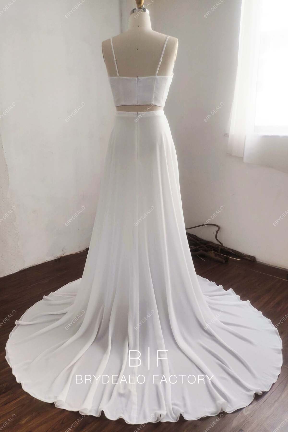 Boho Spaghetti Straps Two-piece  Beach Bridal Dress