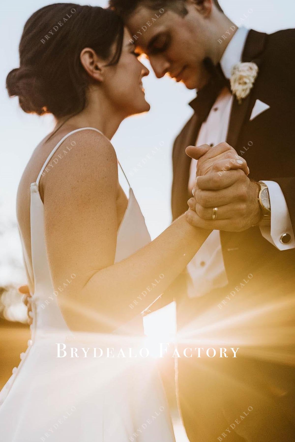 white v back wedding dress