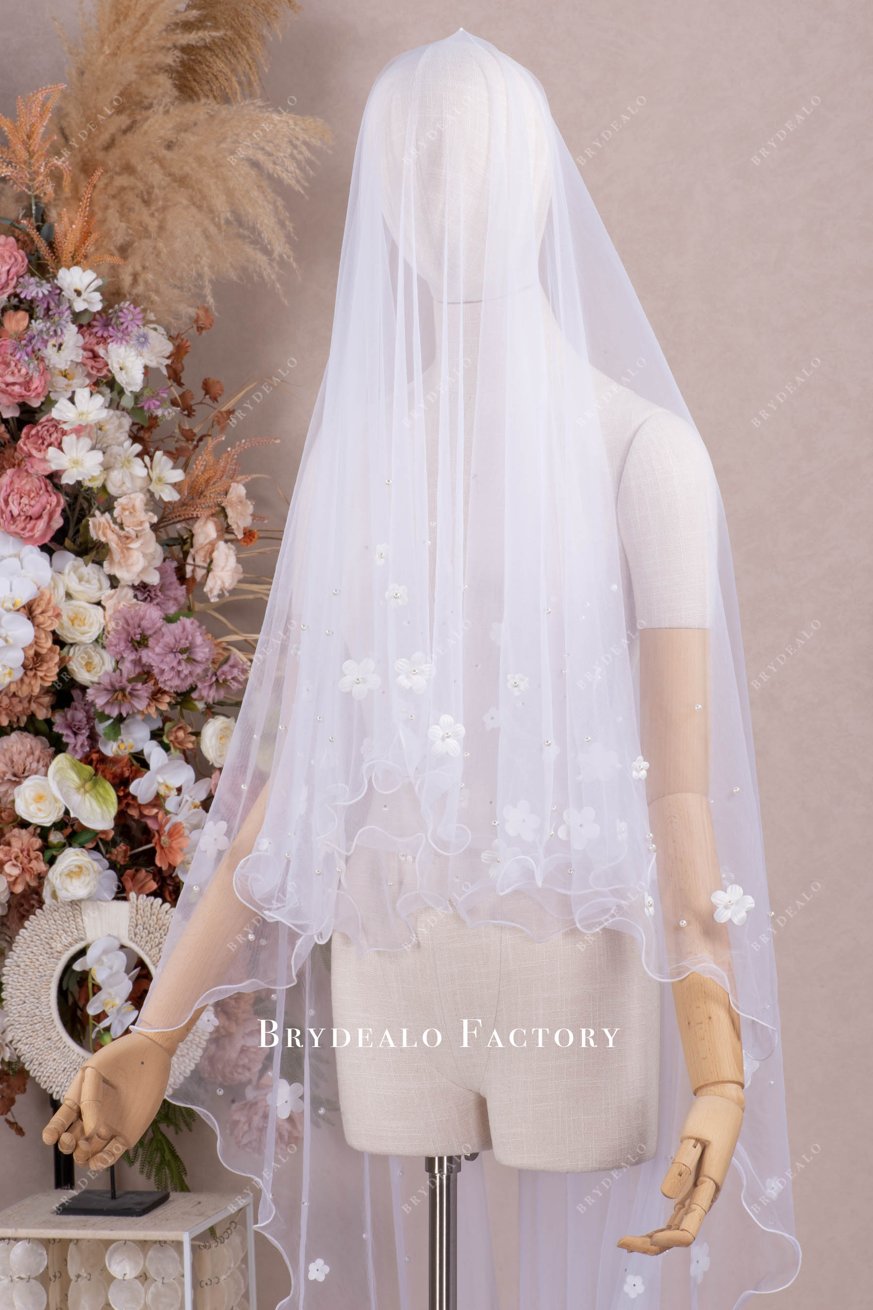 without comb flower bridal veil