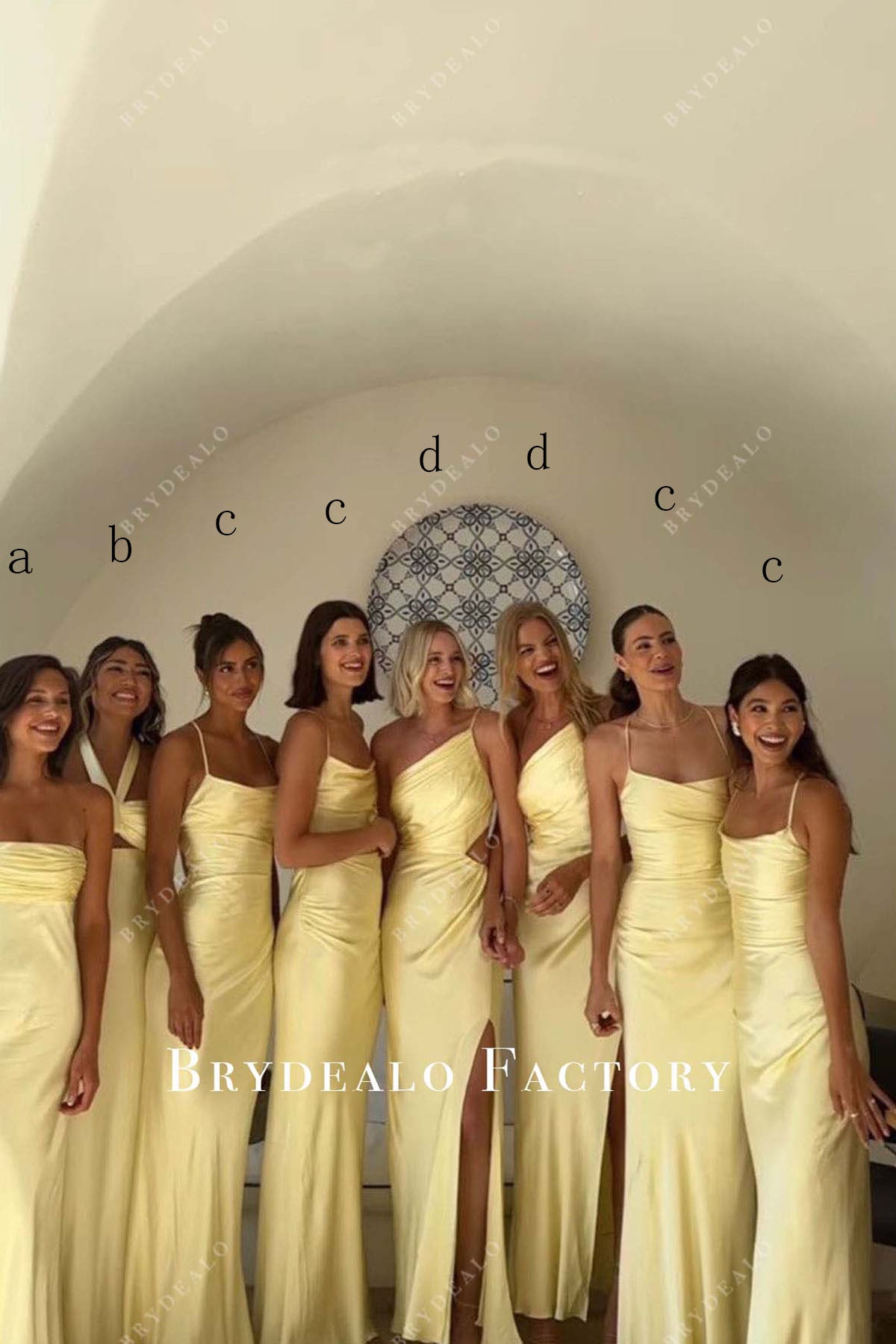 Yellow Floor Length Mismatched Bridesmaid Dresses, Dress D