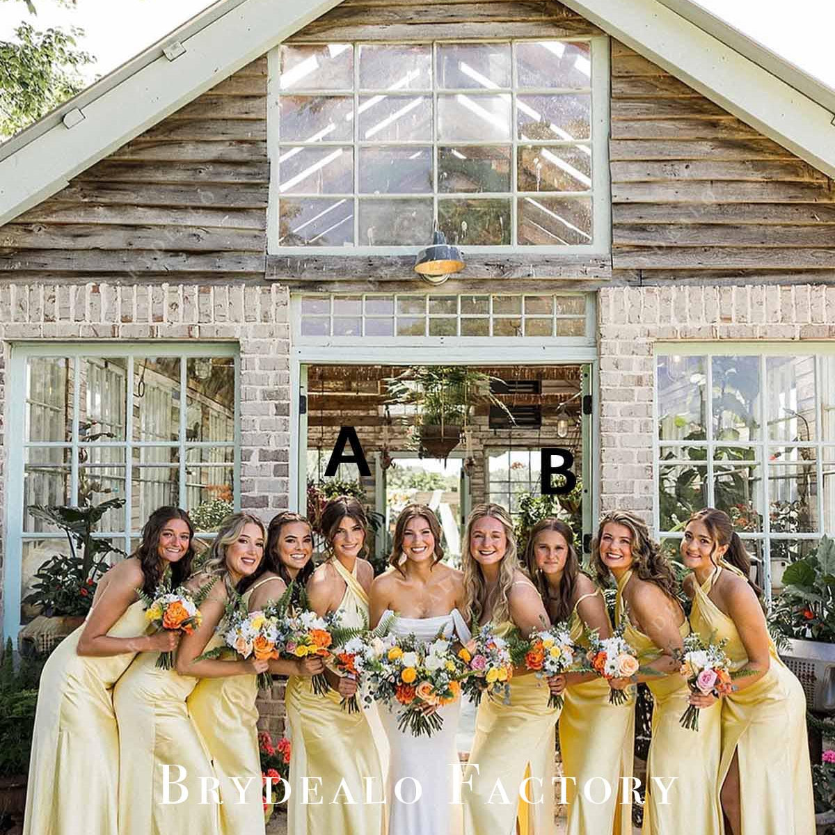 Yellow Floor Length Mismatched Bridesmaid Dresses, Dress B Yellow Floor Length Mismatched Bridesmaid Dresses, Dress B