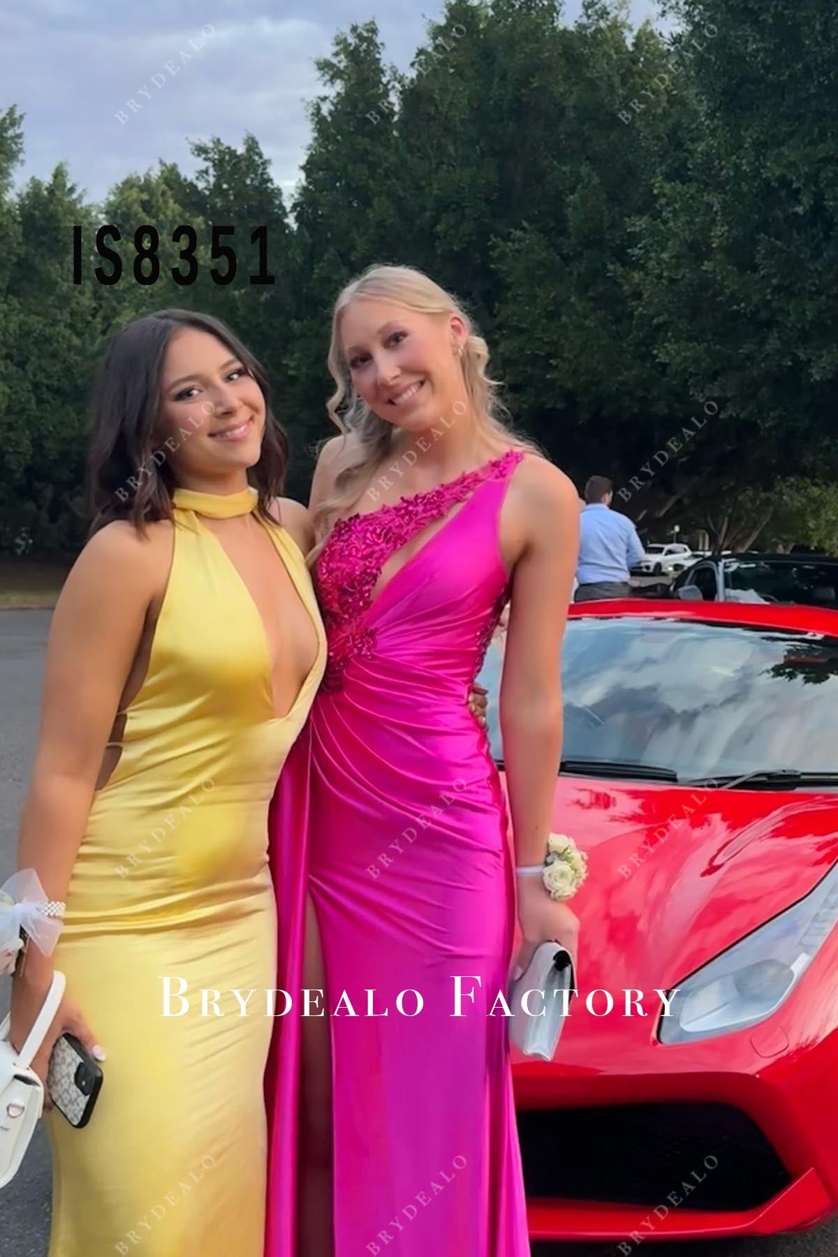 yellow satin keyhole prom dress