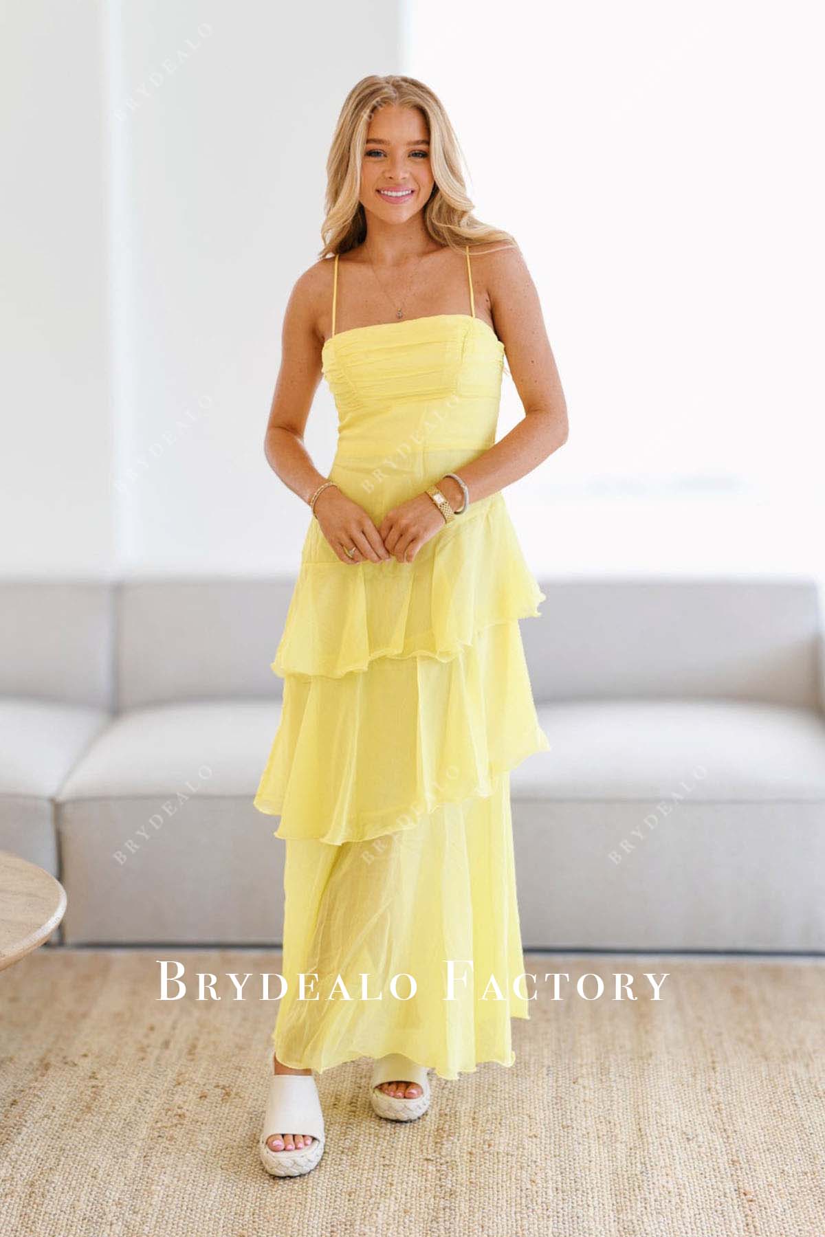 yellow straight across homecoming dress