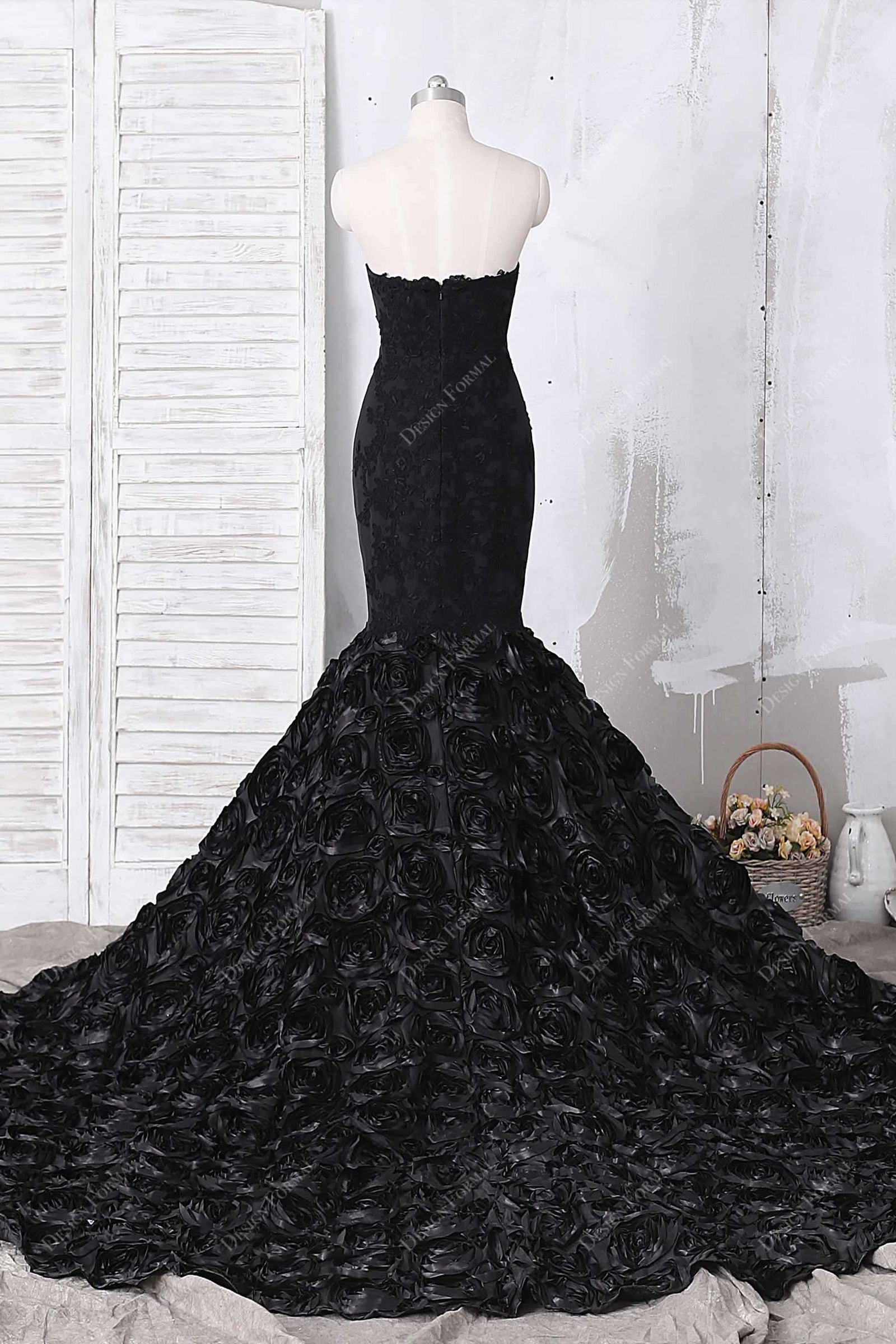 1310718 Black Strapless Mermaid Dress