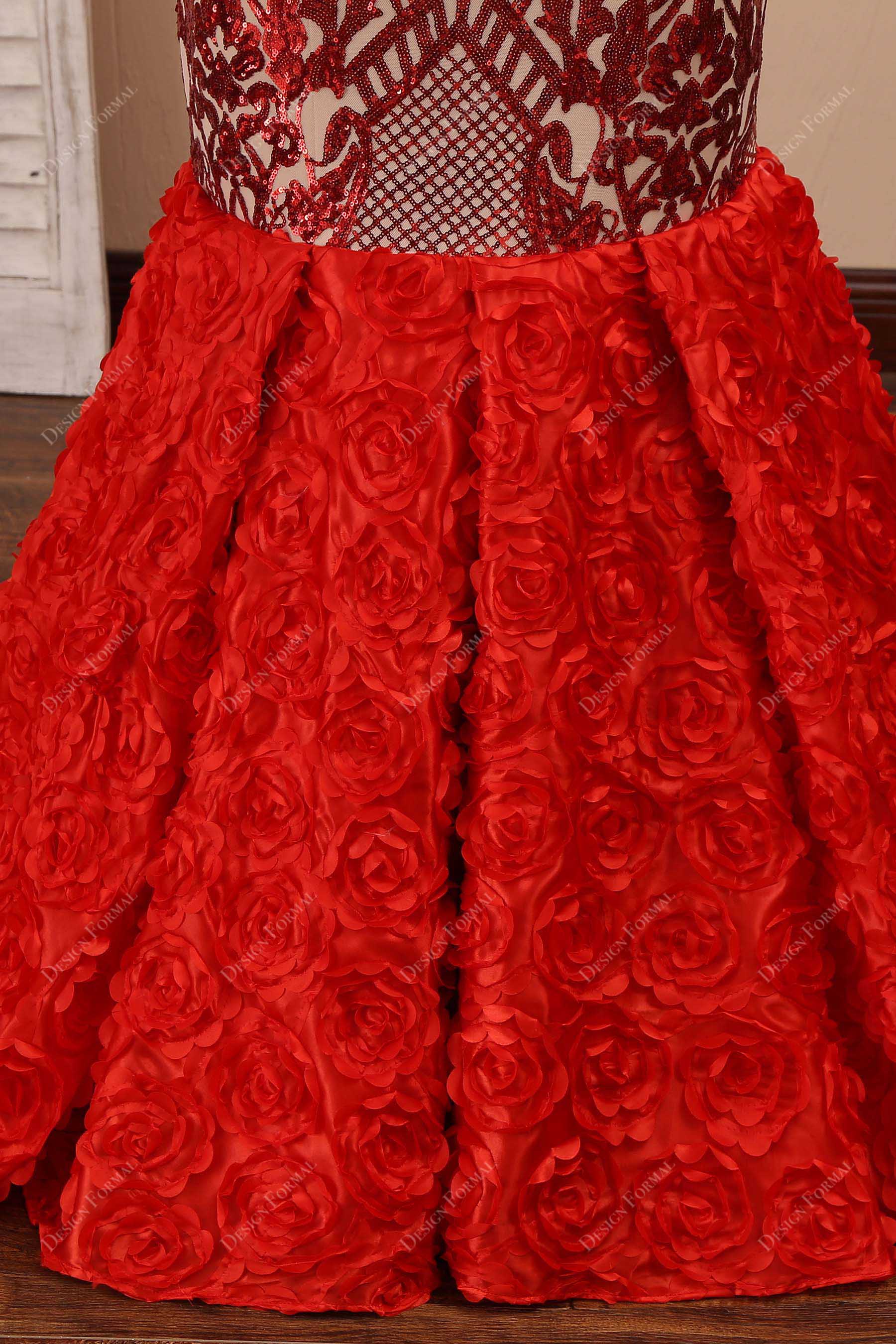 3D roses trumpet dress