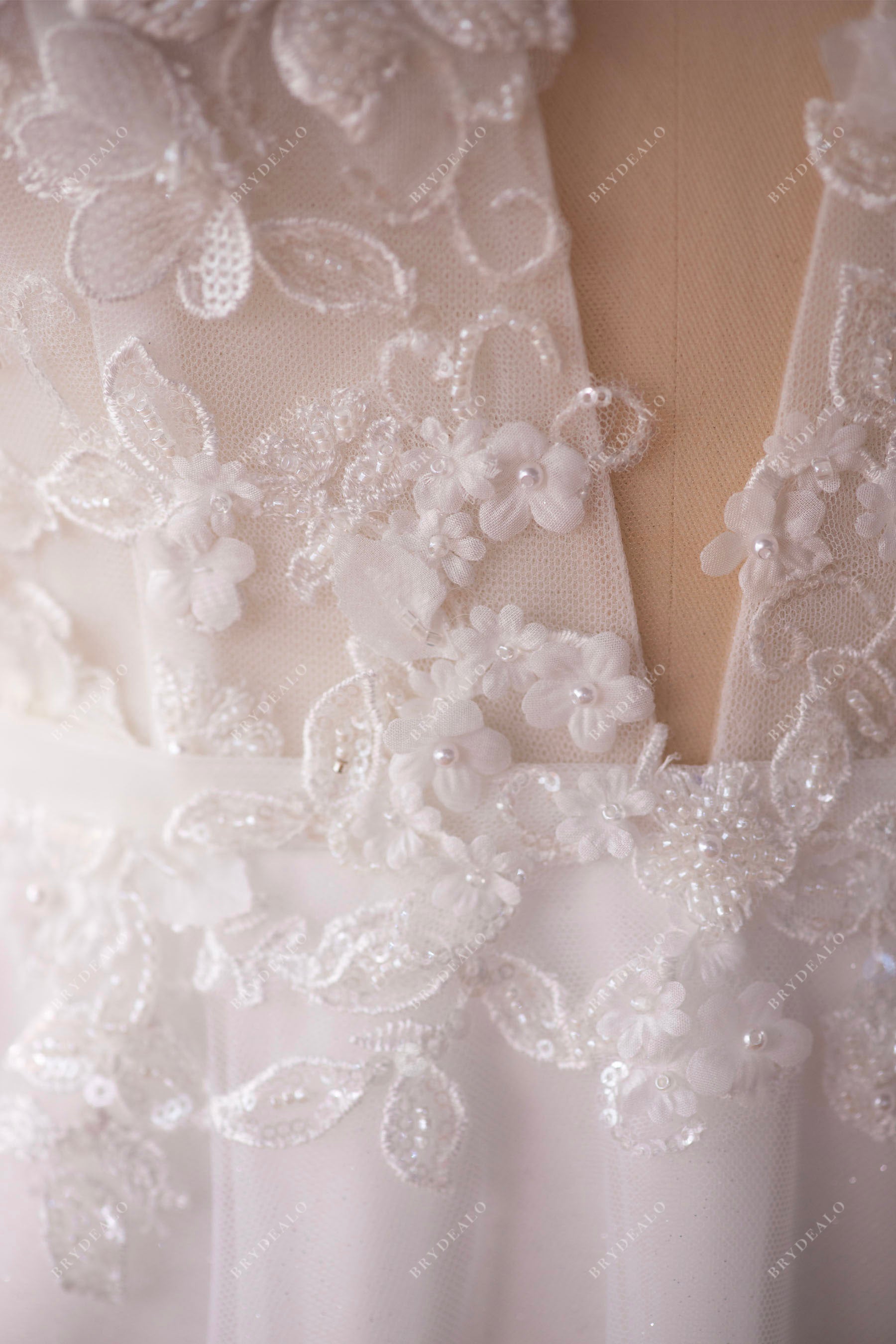 beaded flower spring bridal lace