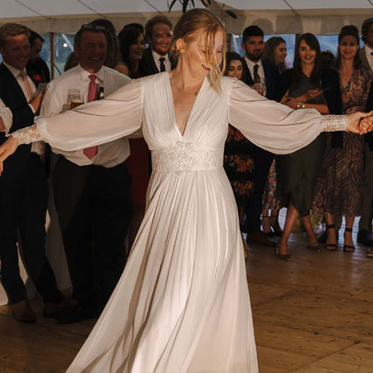 Plunging V-neck A-line Beach Made to Measure Bridal Dress