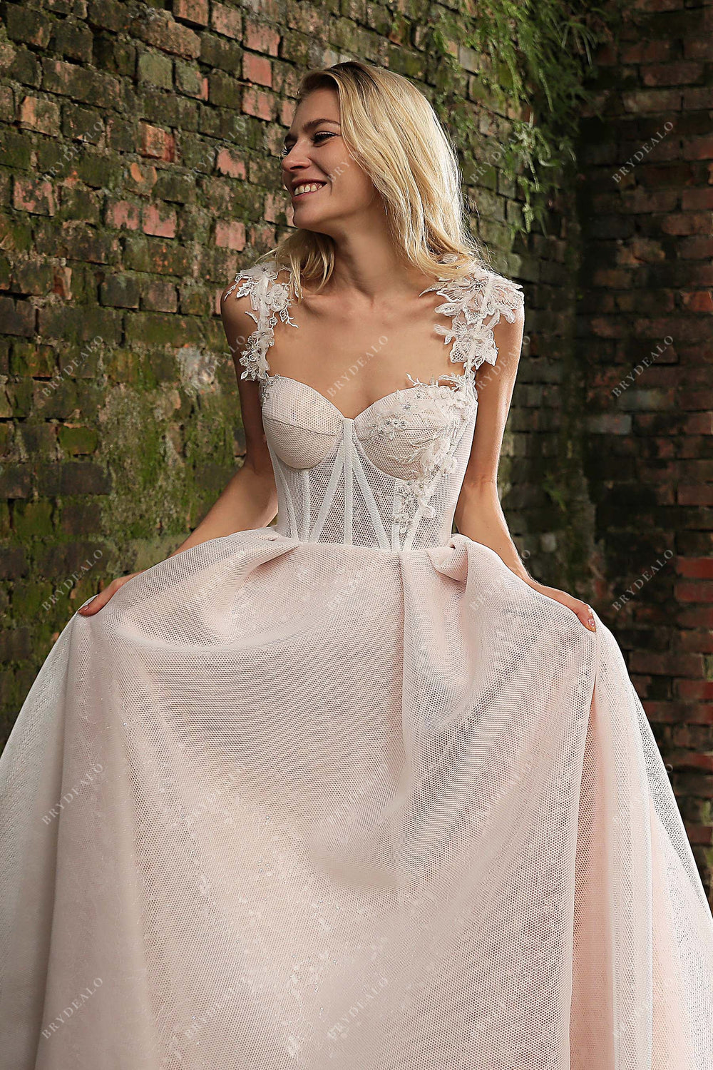 Floor-Length A-Line Bow Corset Strapless Sweetheart Gowns Dusty Sage