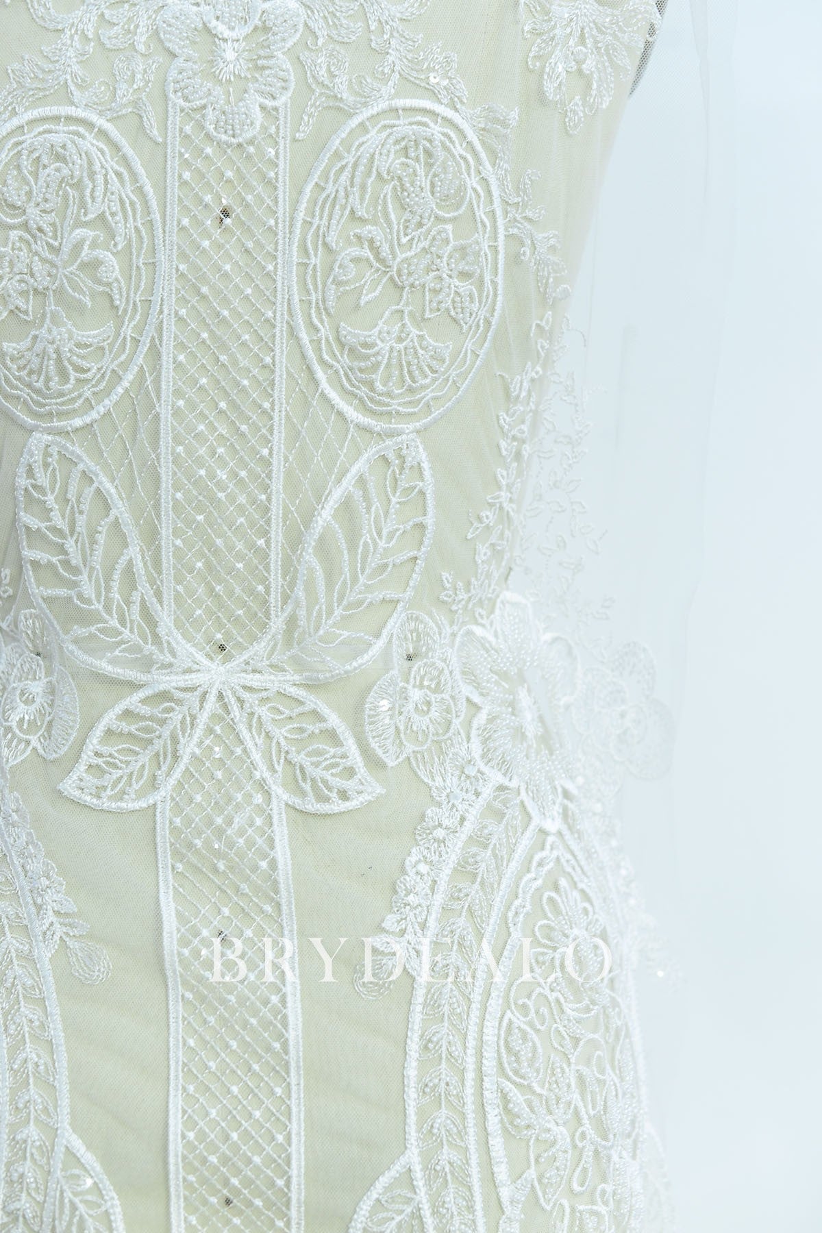Designer Beaded Baroque Bridal Lace Fabric By the Yard