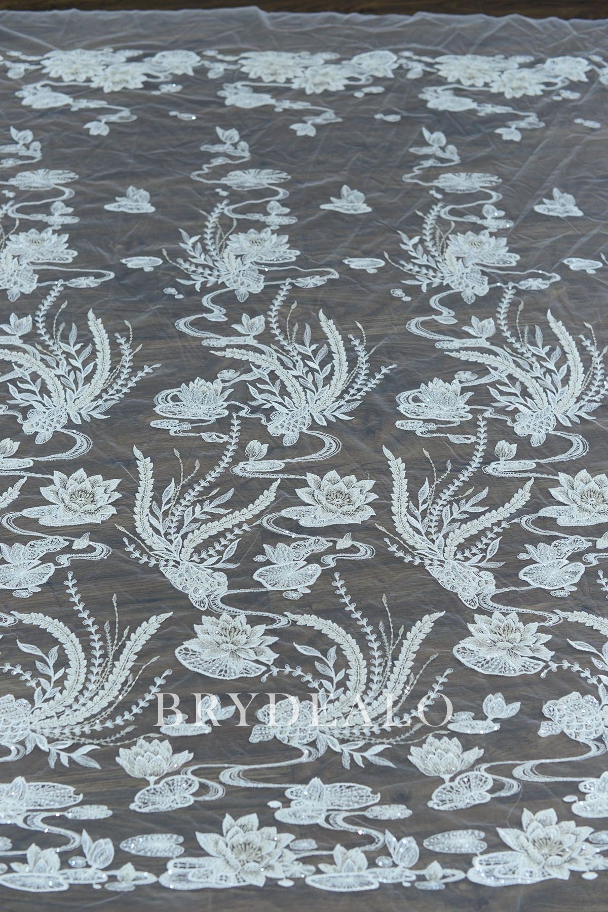 Designer Beaded Embroidery Lace Fabric For Dresses