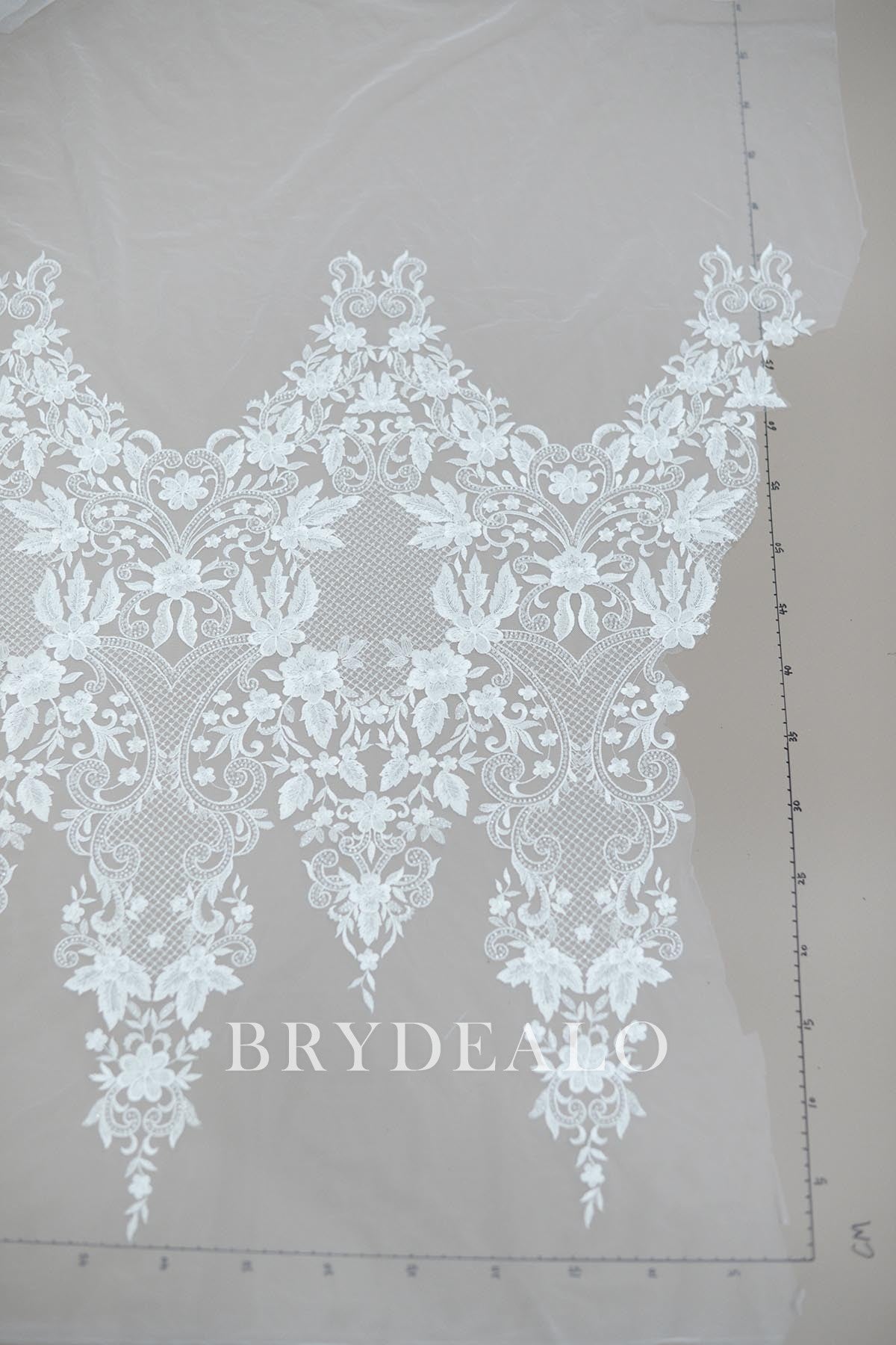 Graceful Beaded Floral Bridal Lace Fabric