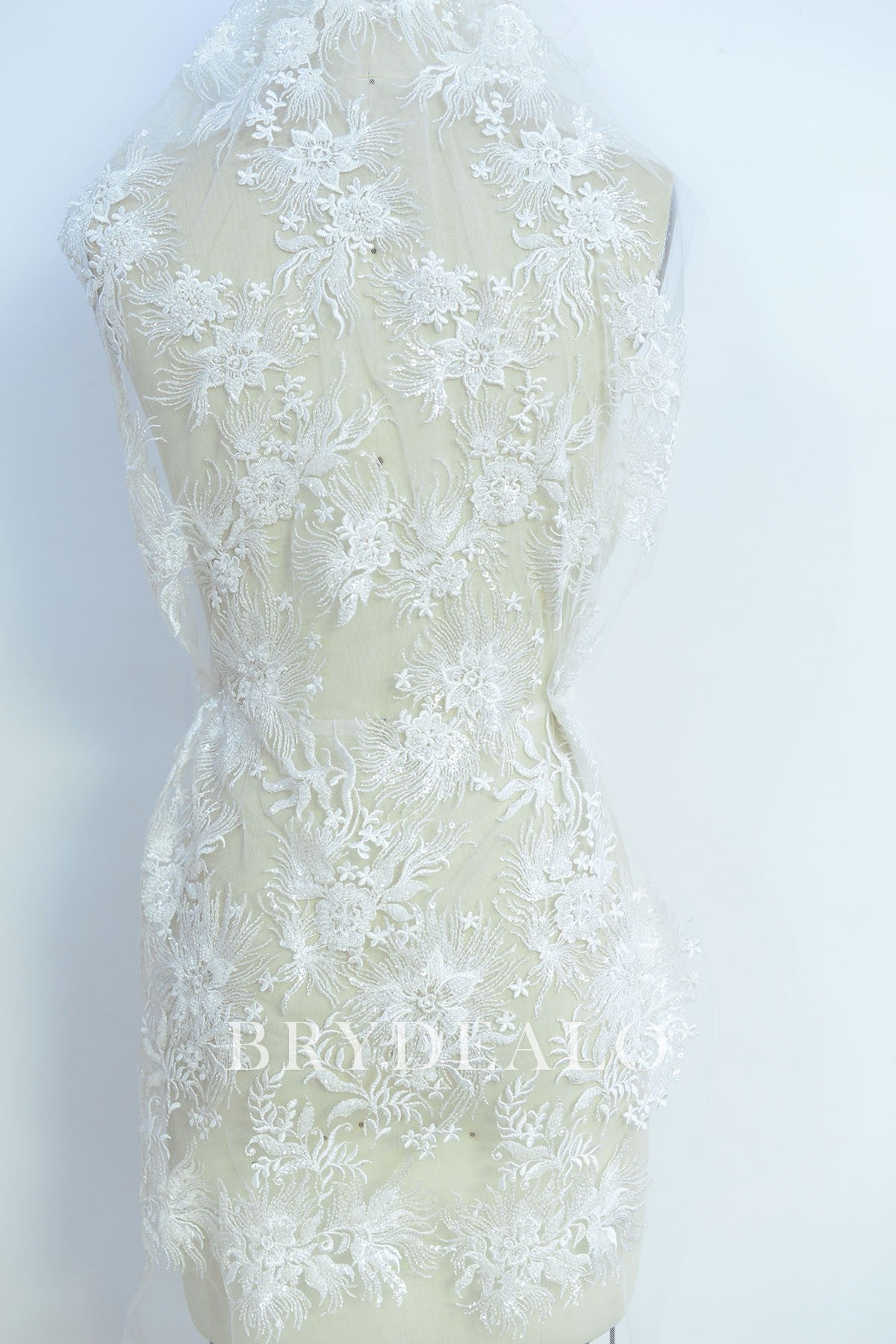 Beaded Flower Apparel Lace Fabric for wedding dresses