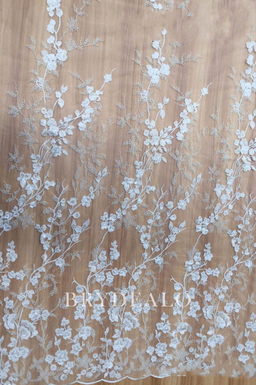 Beautiful Designer Beaded Flower Embroidered Lace Fabric main image 0