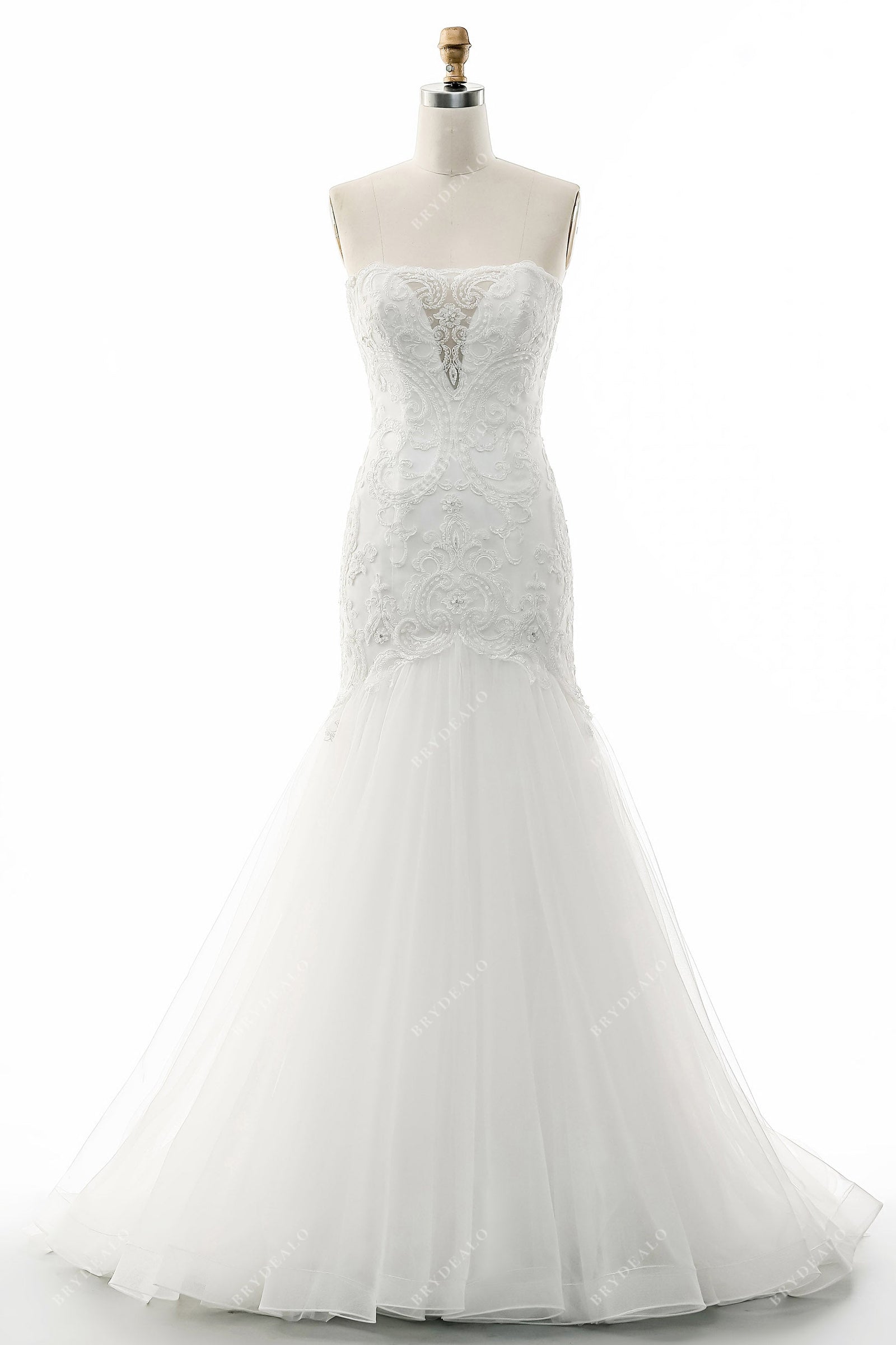 26207 Textured Floral Applique Two Piece Trumpet Gown main image 1