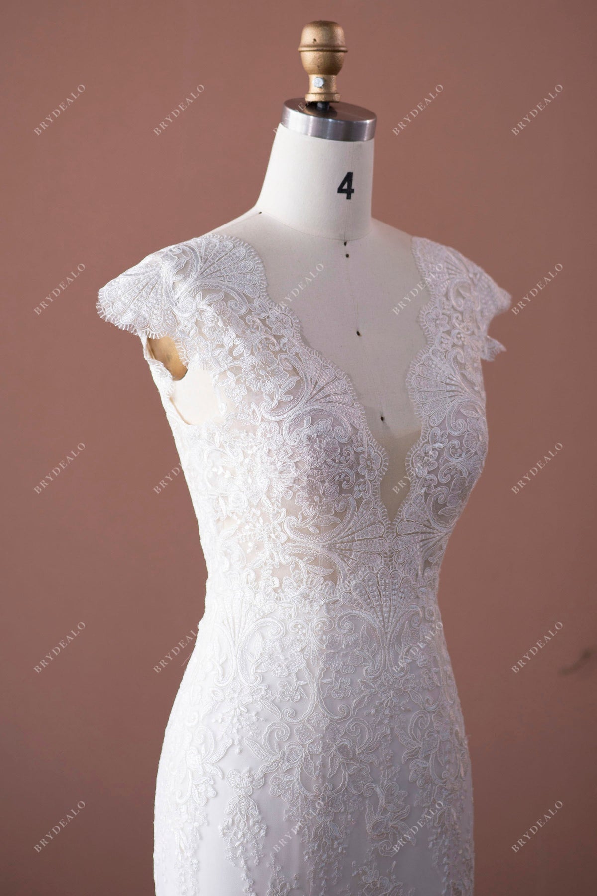 Delicate Lace Cap Sleeves Fit Flare Wedding Dress