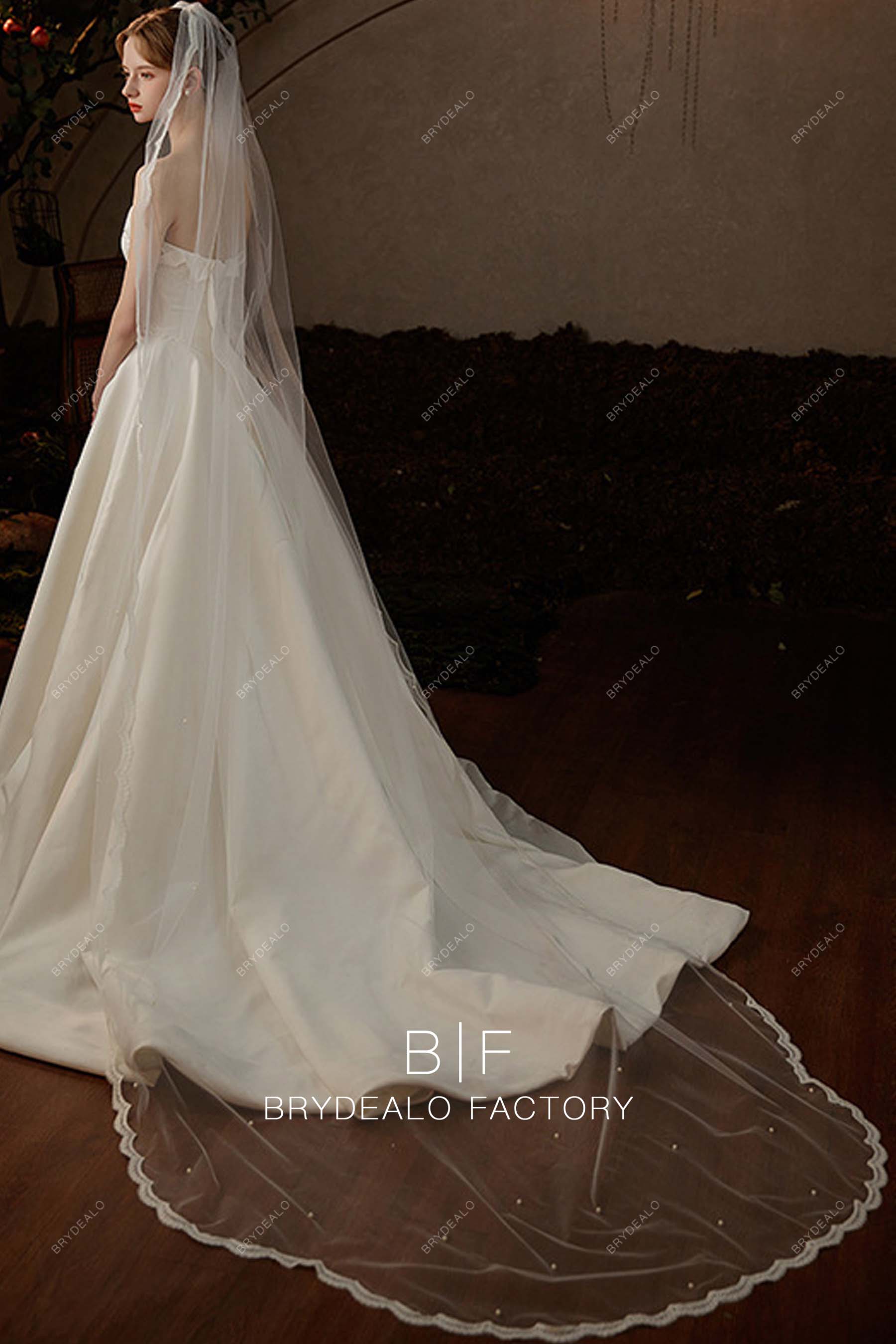 Cathedral Length Lace Edging Bridal Veil