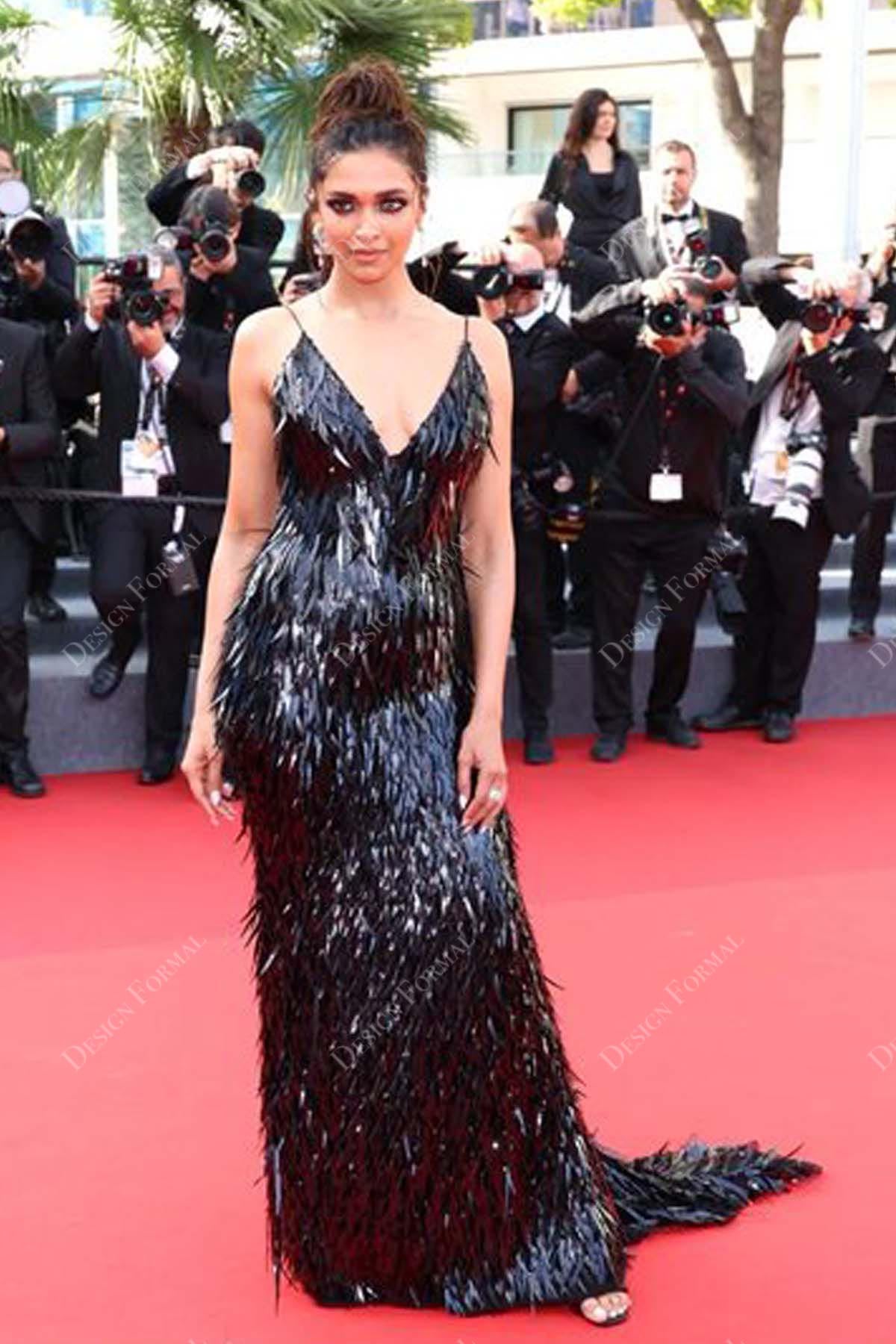 Deepika Padukone Cannes Film Festival Red Carpet 2022 Black Dress